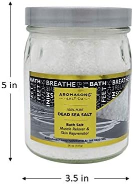 26 oz Dead Sea Salt, Mineral Spa Bath Salts, Fine Grain, 100% Pure & Natural, Used for Body wash Scrub, Soak for Women & Men to Relax Tired Muscles and Treat Skin Issues in a Beautiful Glass Jar