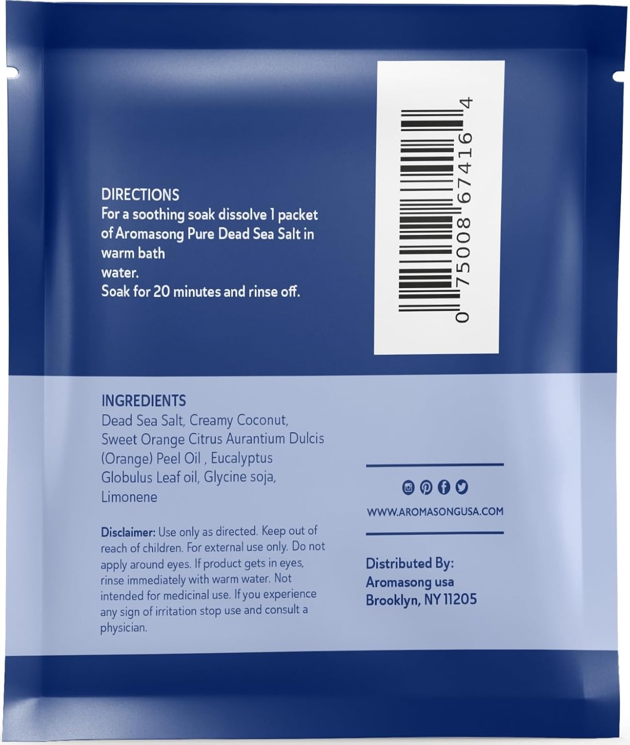 Dead Sea Bath Salt with Coconut Scent 2.5 Oz