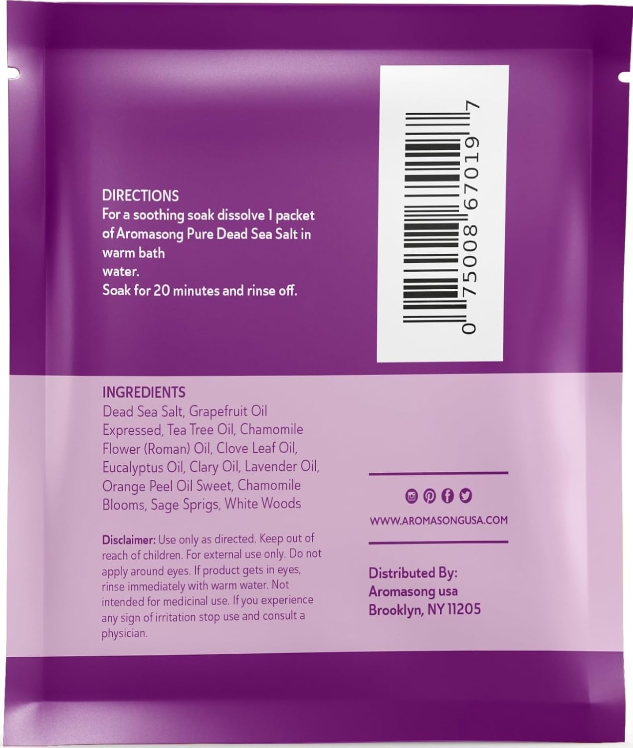 Dead Sea Bath Salt with Lavender Scent 2.5 Oz