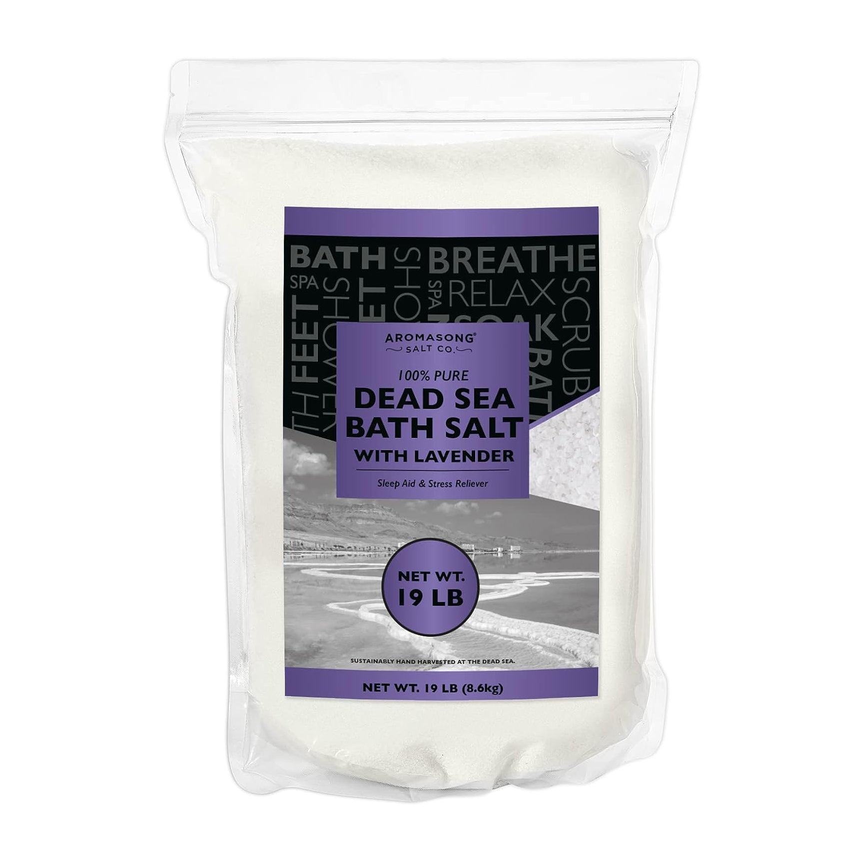 Fine Grain Dead Sea Bath Salt with Natural Lavender- 14 Oz.