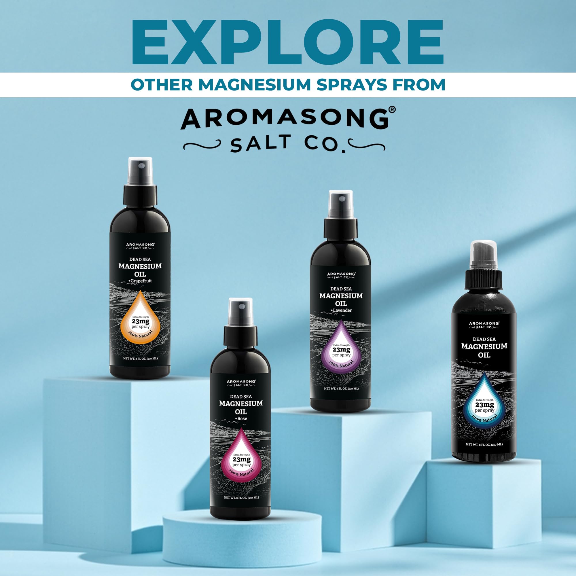 Aromasong Extra Strength Ultra-Pure Magnesium Spray + OptiMSM (23mg Magnesium in Each Spray) 8 Oz,