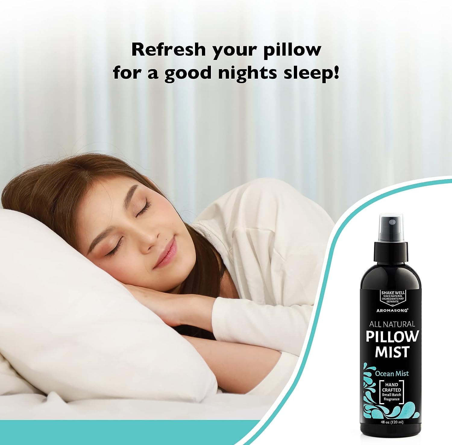 Aromasong All Natural Pillow Spray for Deep Sleep- Holiday Gift Pack of Lavender, Ocean Mist, and Eucalyptus Included