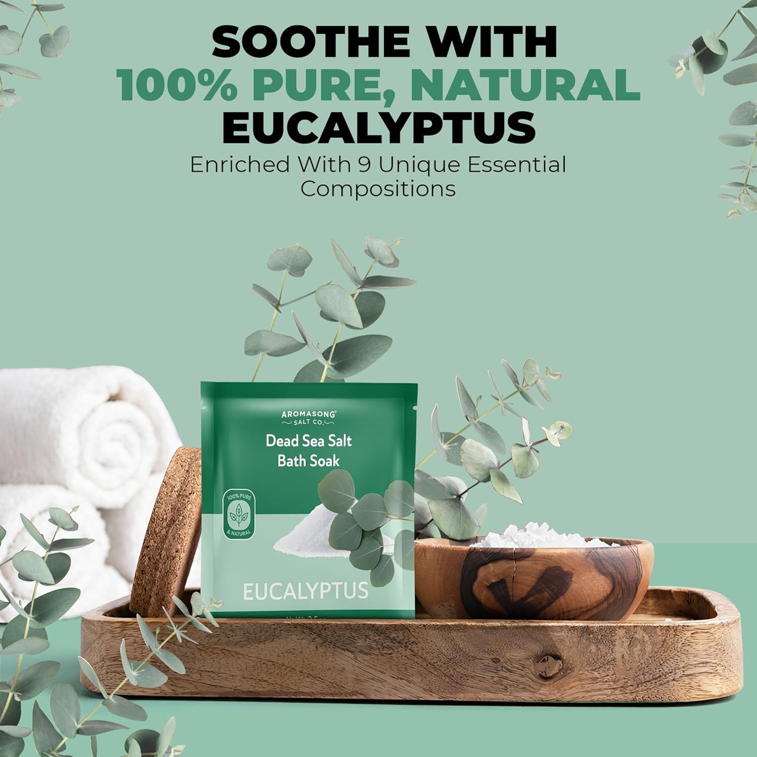 Dead Sea Bath Salt with Eucalyptus Scent 2.5 Oz