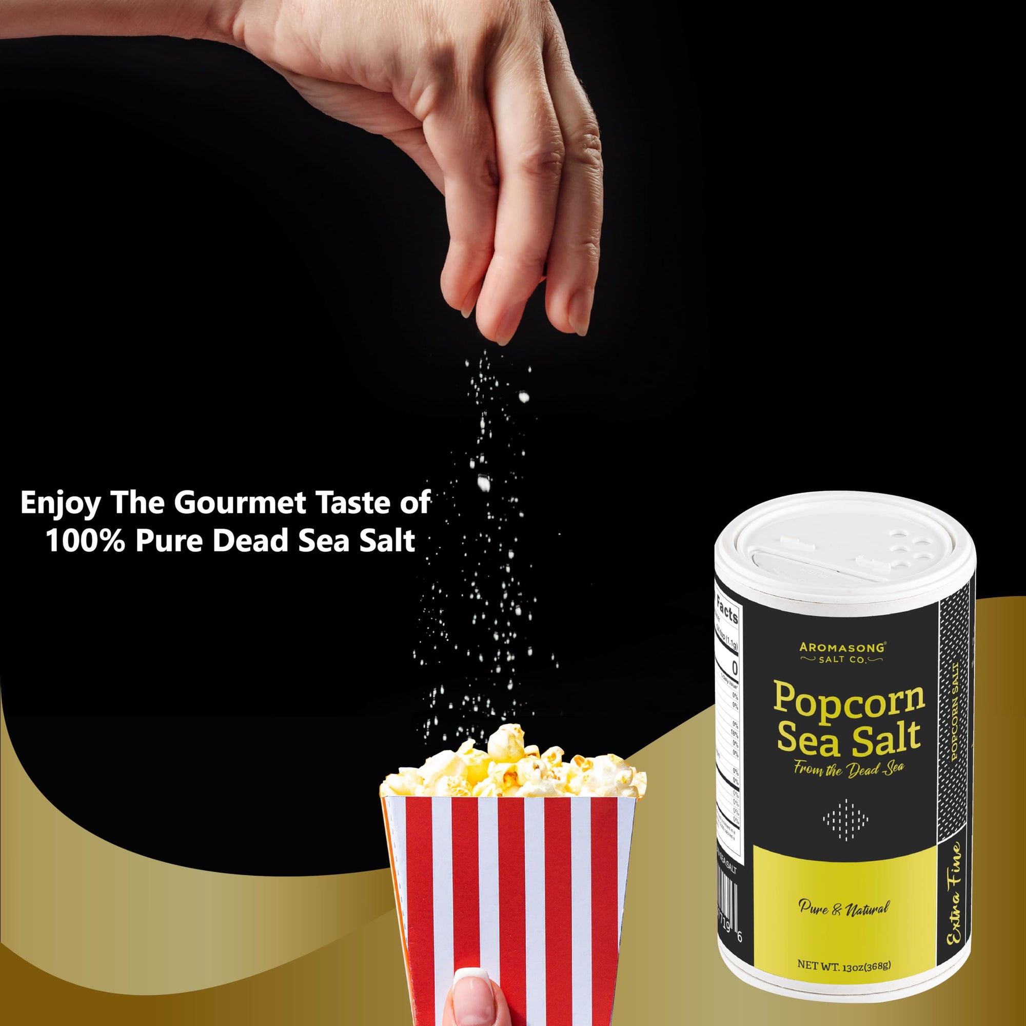 Aromasong Popcorn 13 OZ. Salt Shaker, 100% Natural Extra Fine Sea Salt -