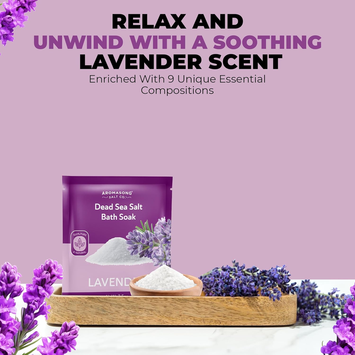 Dead Sea Bath Salt with Lavender Scent 2.5 Oz