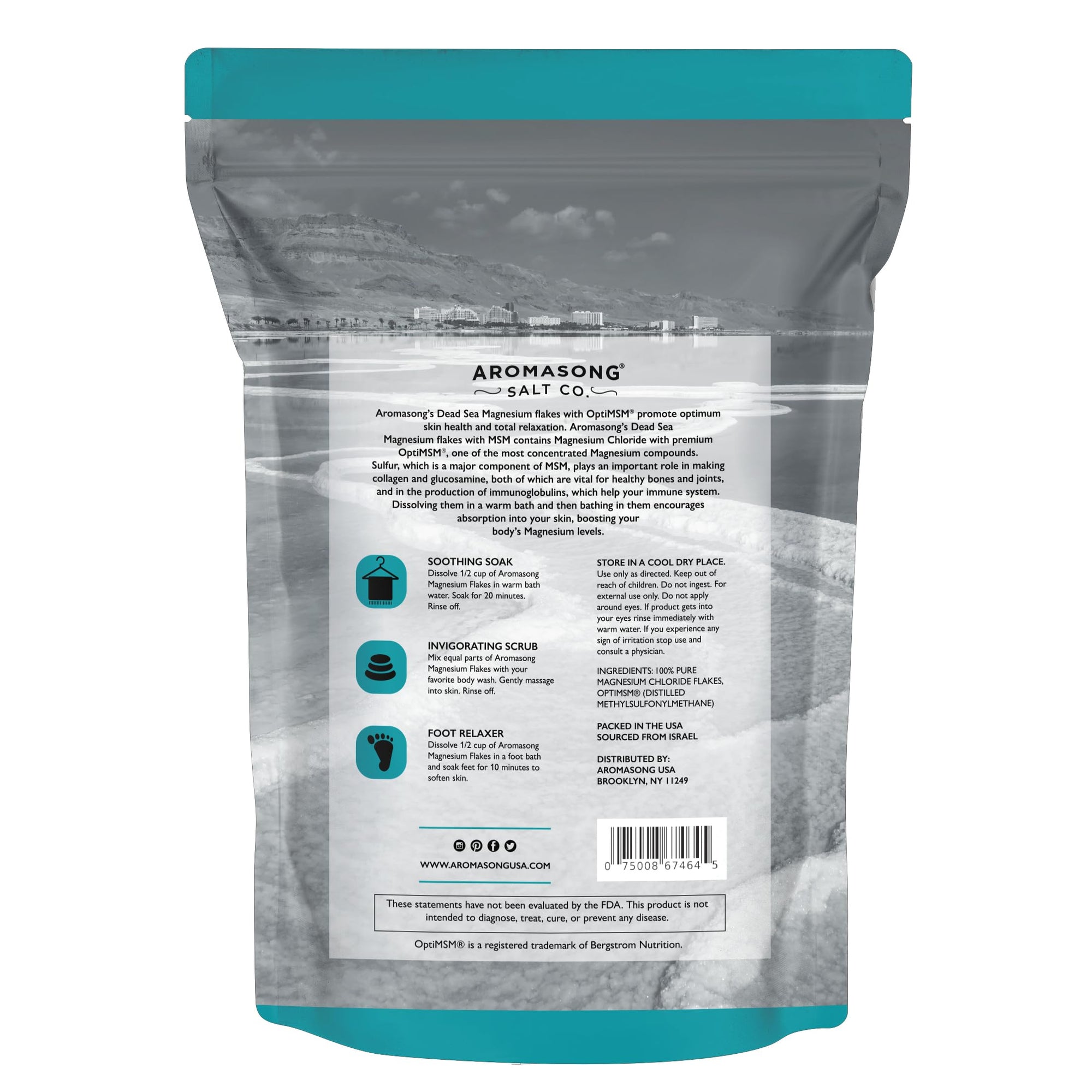 Raw Dead Sea Magnesium Flakes with OptiMSM 14 Oz