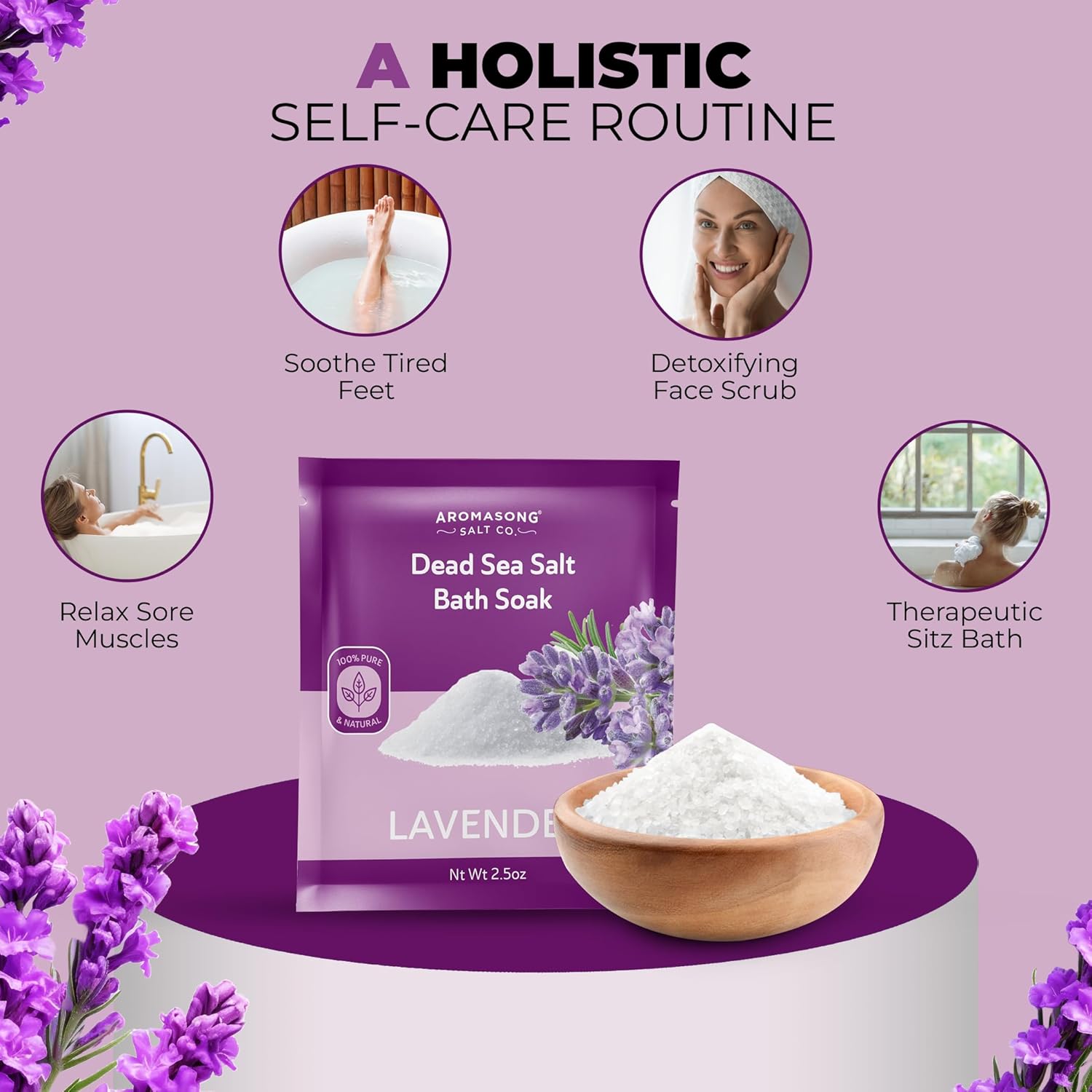 Dead Sea Bath Salt with Lavender Scent 2.5 Oz