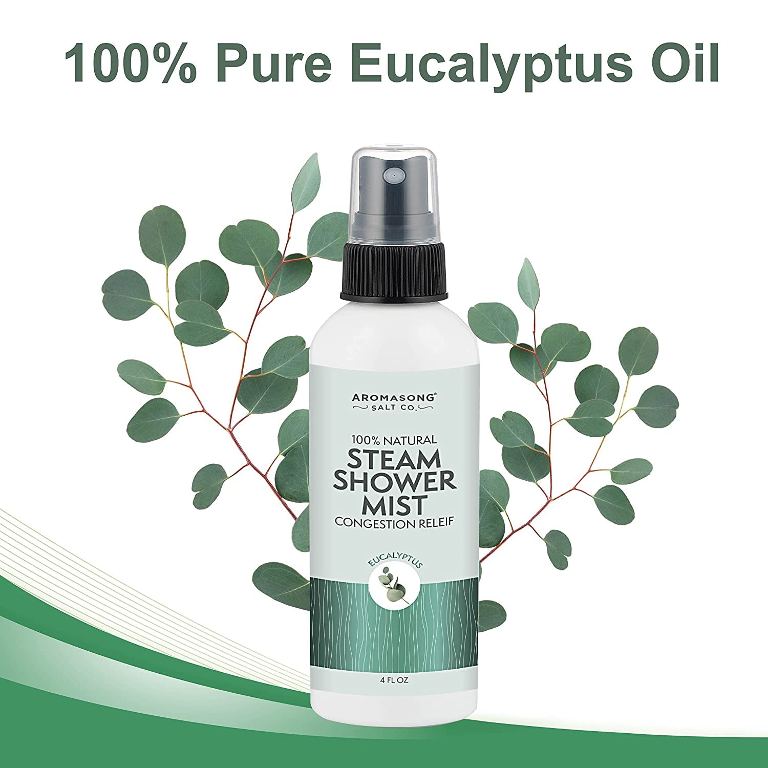 Aromasong Eucalyptus Shower Spray - 100% Pure Eucalyptus Oil - Natural Essential Oil Mist for Relaxing Aromatherapy Infusion Vapor for Hot Tub, Spa
