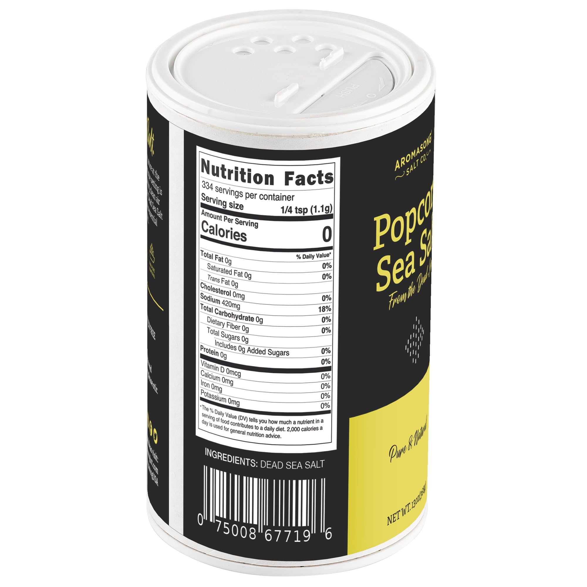 Aromasong Popcorn 13 OZ. Salt Shaker, 100% Natural Extra Fine Sea Salt -