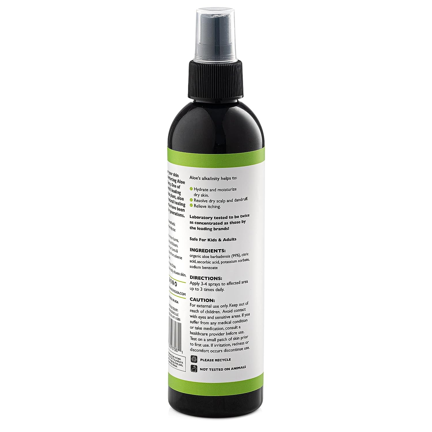 Aromasong Extra Strength Organic Aloe Vera Spray - 2X More Concentrated Aloevera Spray for Face, Skin, Hair and Sunburn Relief.