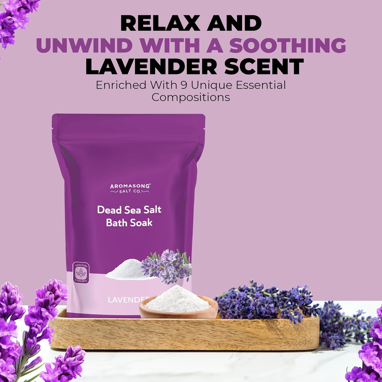 Dead Sea Bath Salt with Lavender Scent 14 Oz