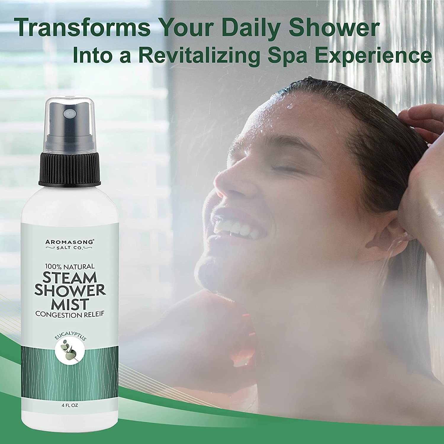 Aromasong Eucalyptus Shower Spray 2-Pack - 100% Pure Eucalyptus Oil - Natural Essential Oil Mist for Relaxing Aromatherapy Infusion Vapor for