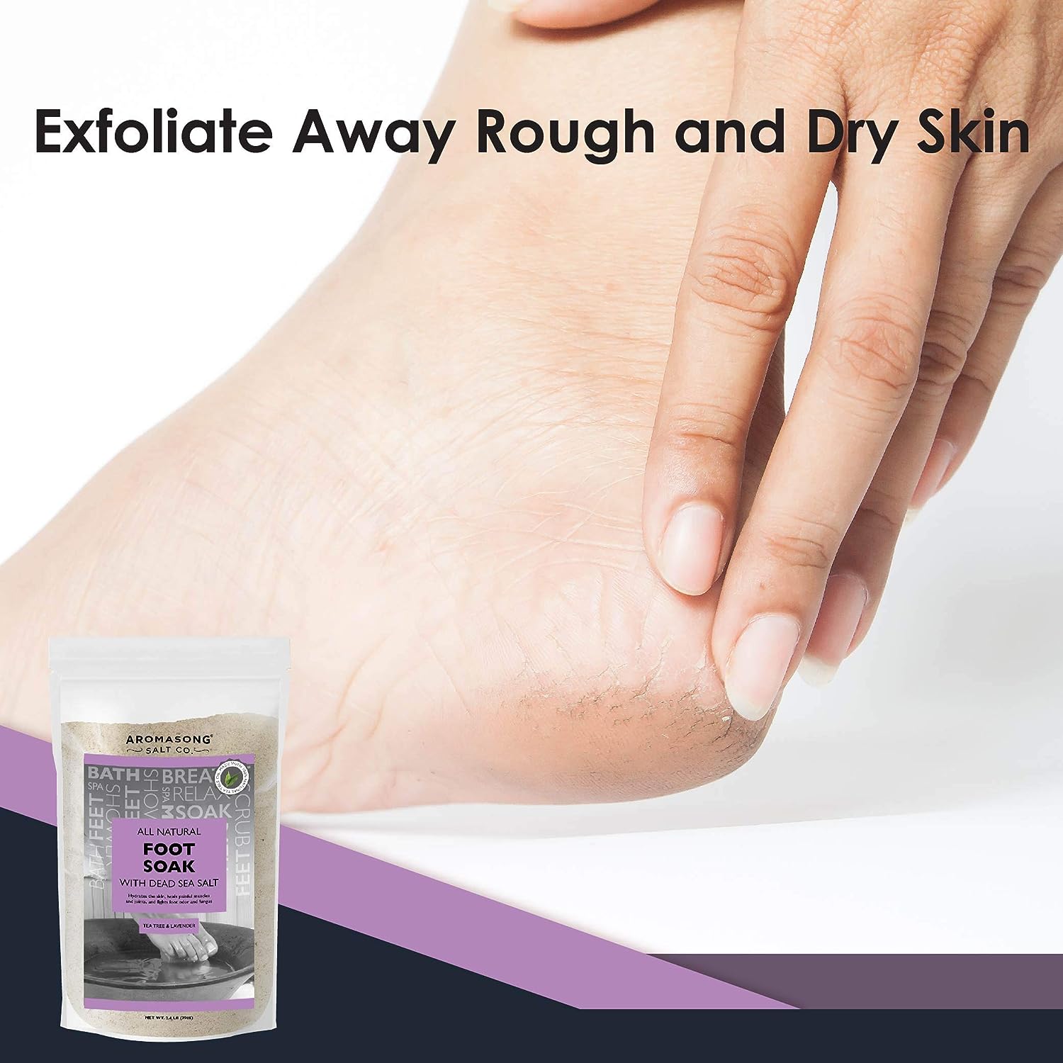 Aromasong Tea Tree Oil Foot Soak with Raw Dead Sea Salt and 100% Natural Ingredients, 2.4 LB