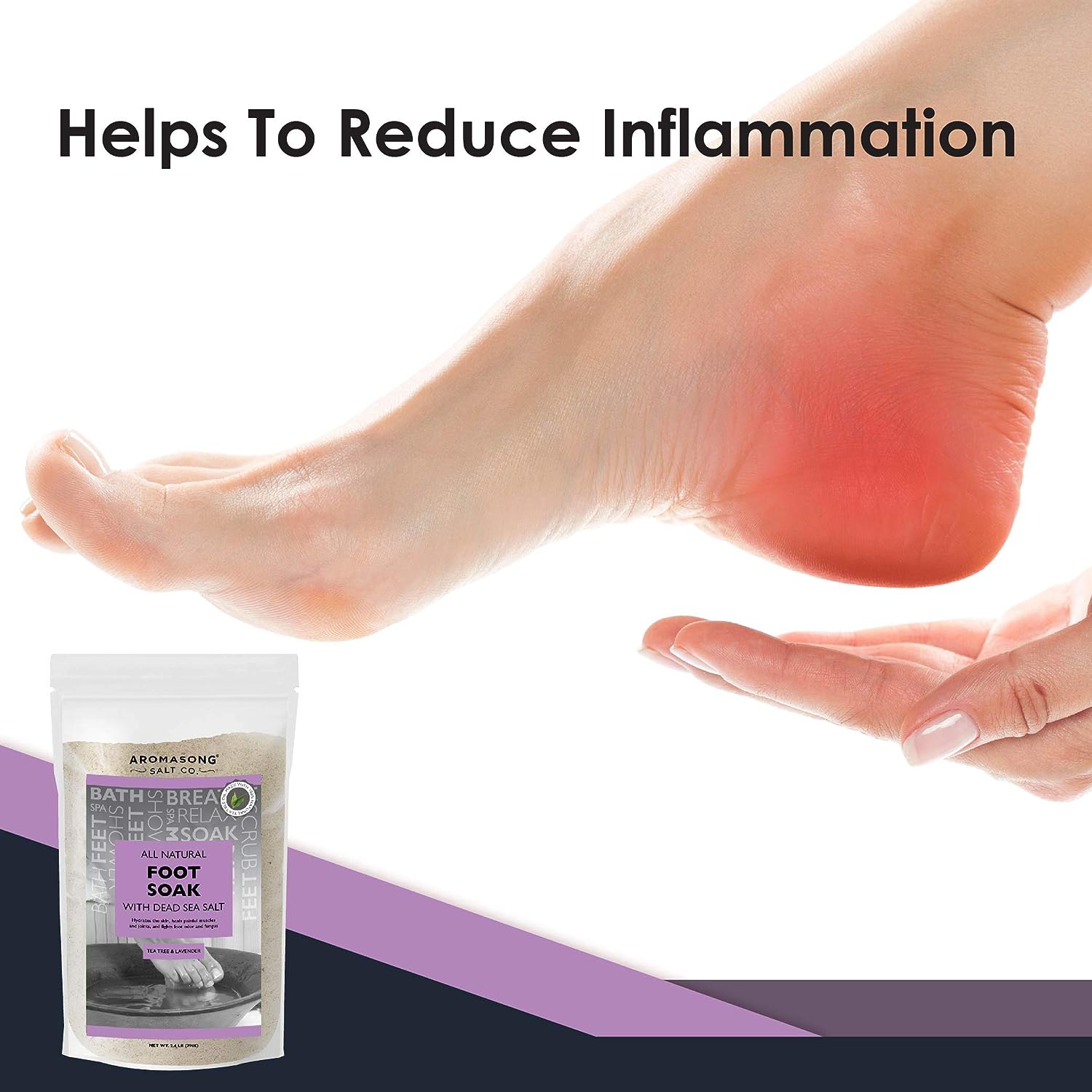 Aromasong Tea Tree Oil Foot Soak with Raw Dead Sea Salt and 100% Natural Ingredients, 2.4 LB