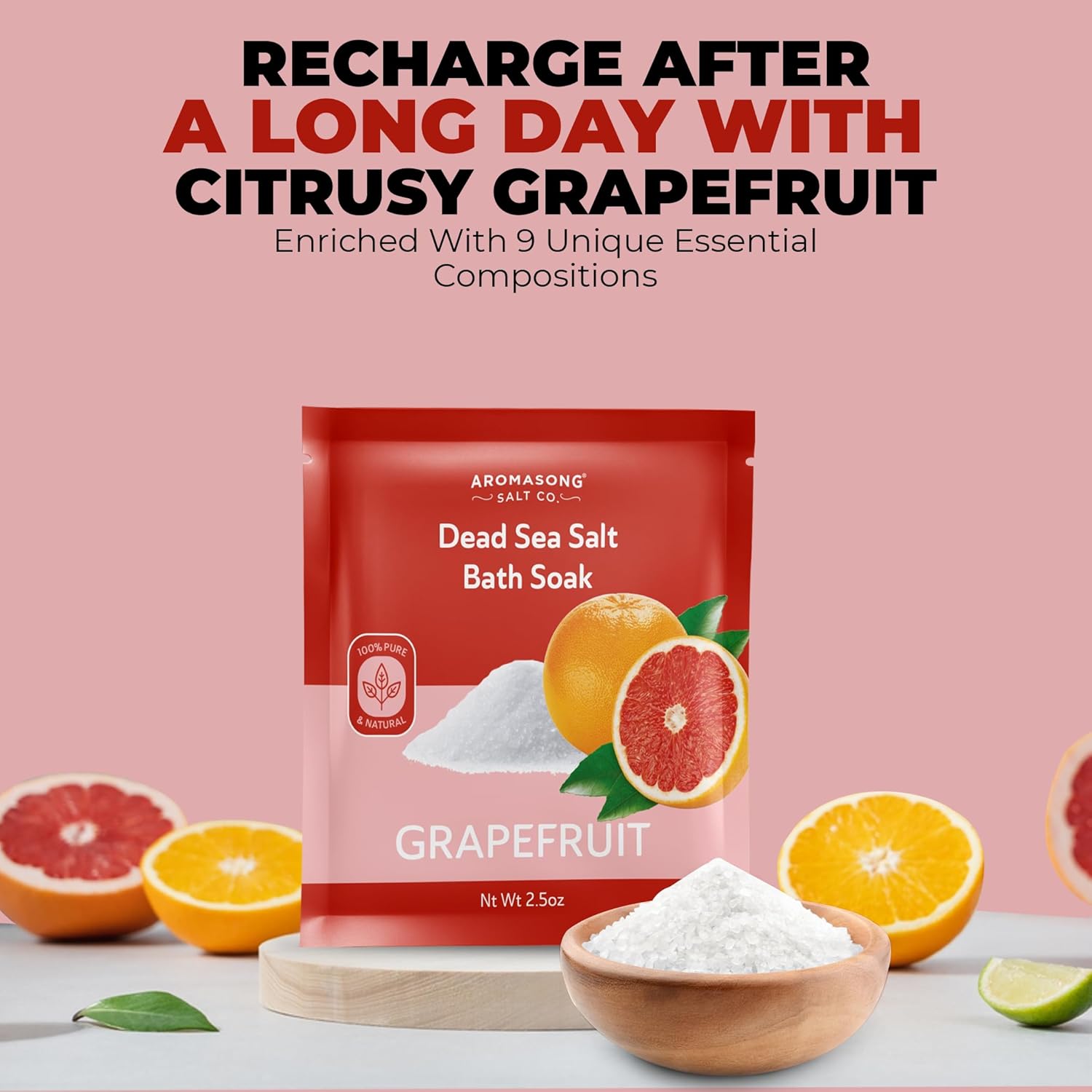 Dead Sea Bath Salt with Grapefruit Scent 2.5 Oz