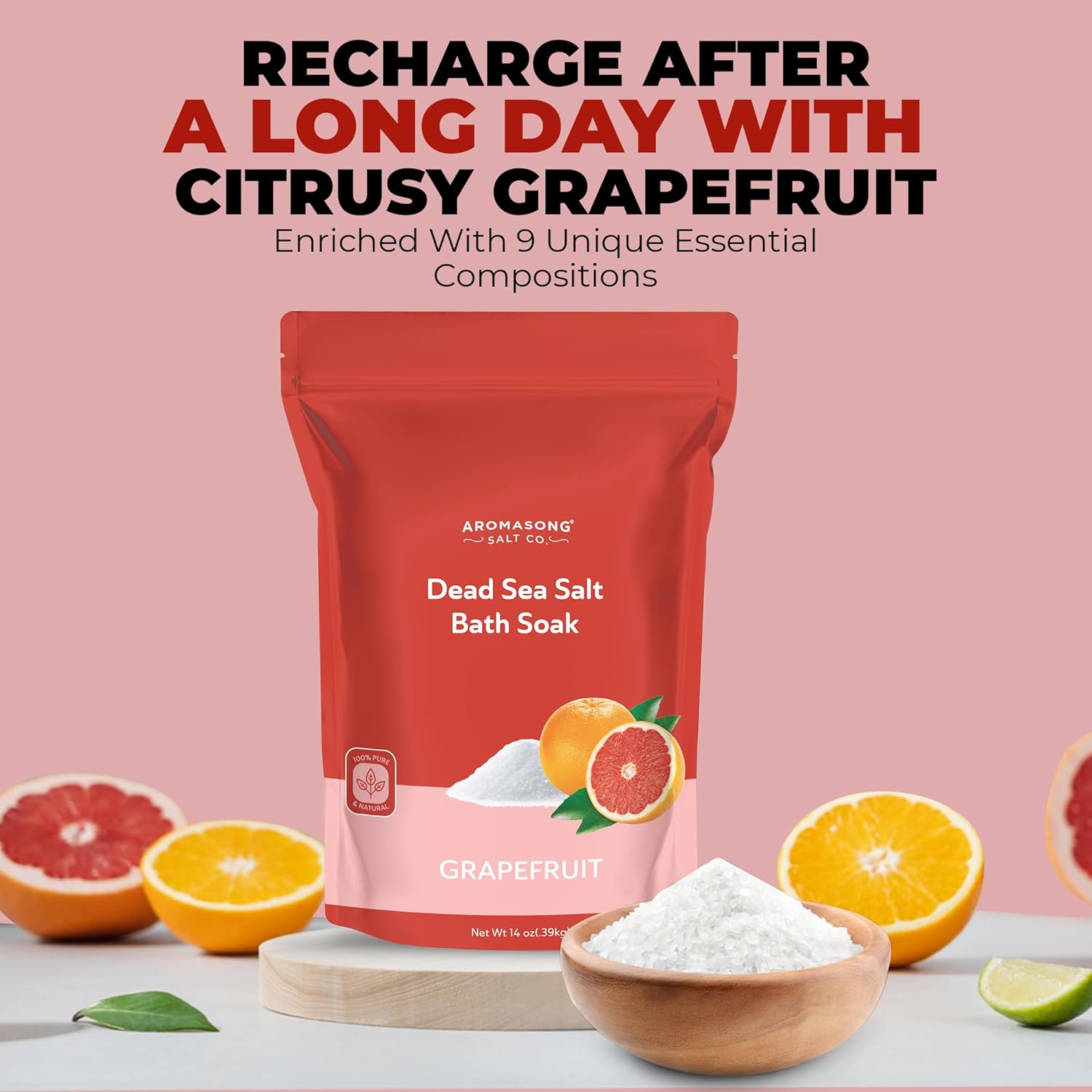 Dead Sea Bath Salt with Grapefruit Scent 14 Oz