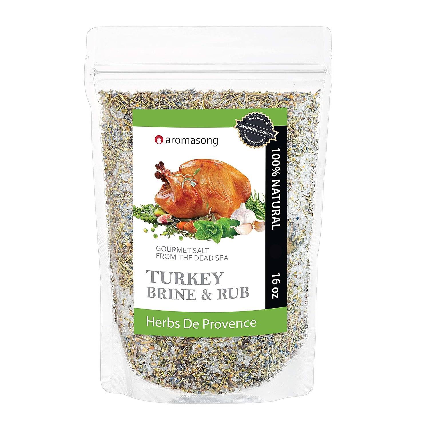 Aromasong Turkey Brine - 100% Natural -1 LB - For Wet & Dry Brining. Herbs De Provence seasoning