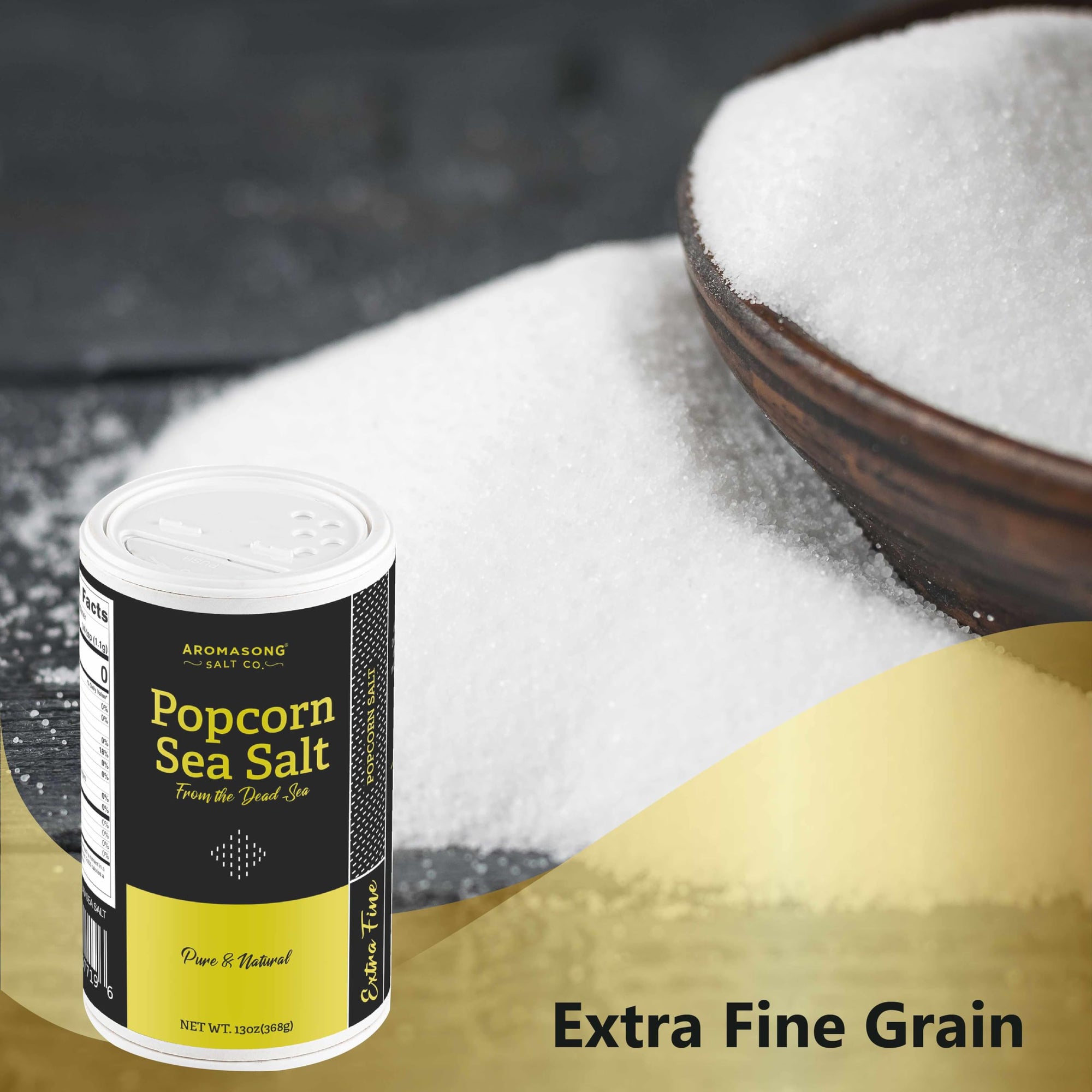 Aromasong Popcorn 13 OZ. Salt Shaker, 100% Natural Extra Fine Sea Salt -