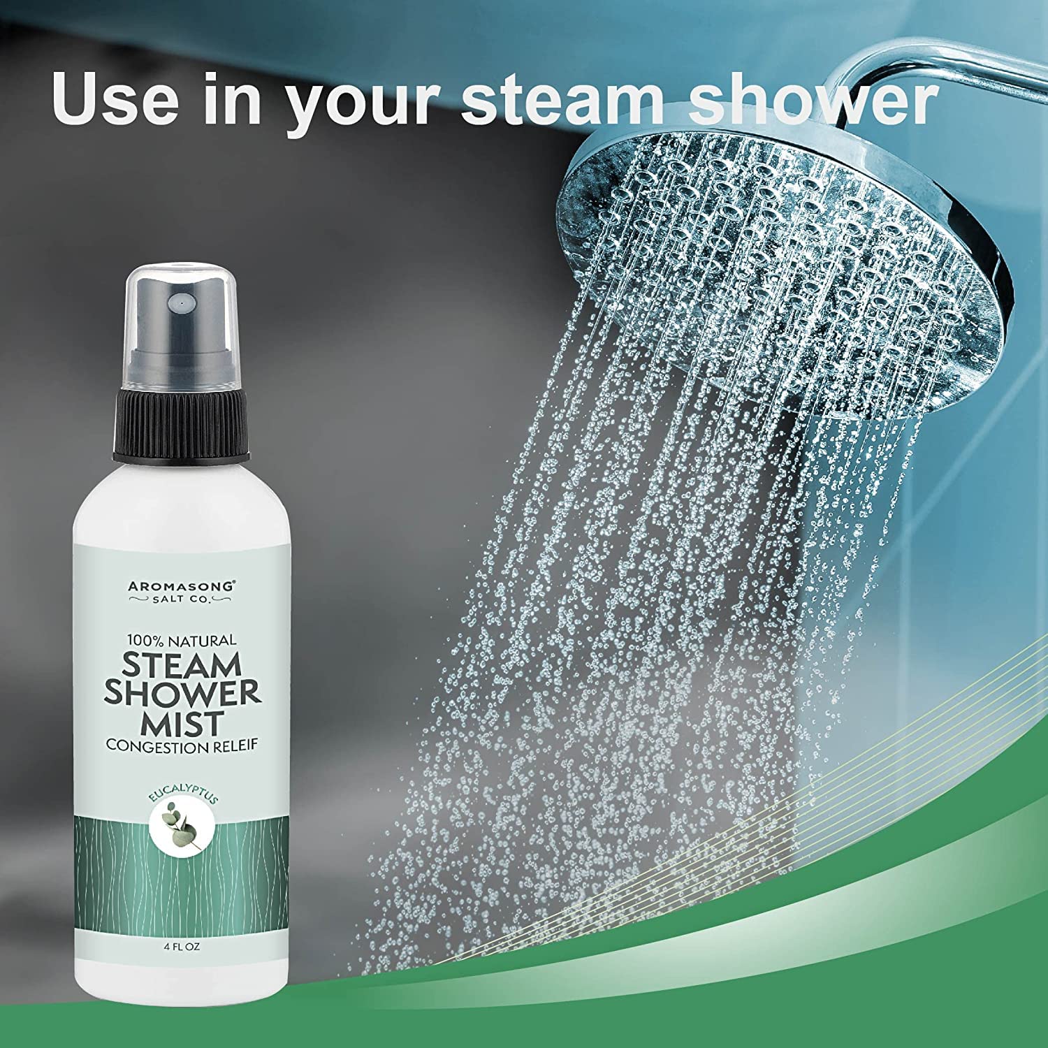 Aromasong Eucalyptus Shower Spray - 100% Pure Eucalyptus Oil - Natural Essential Oil Mist for Relaxing Aromatherapy Infusion Vapor for Hot Tub, Spa