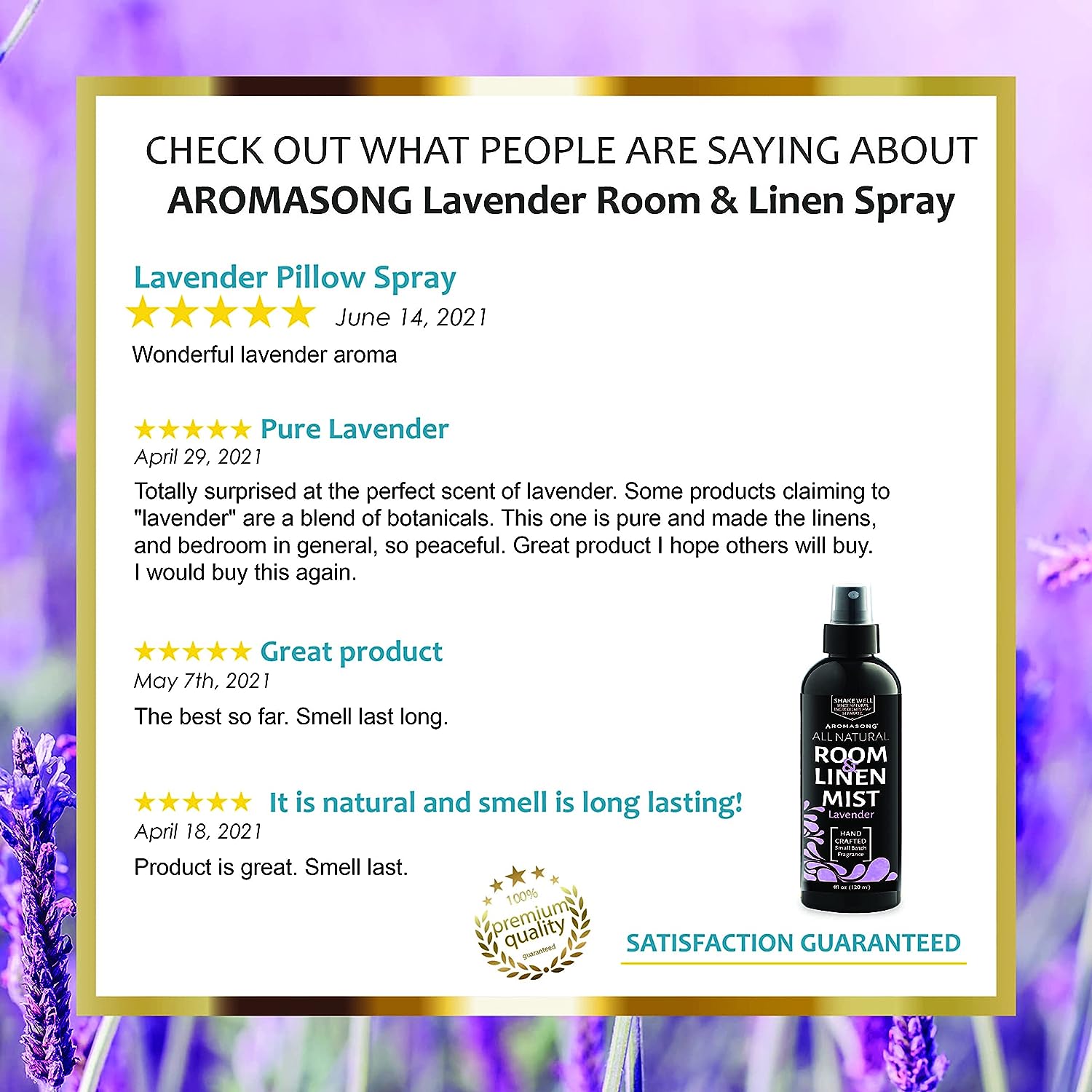 Aromasong All Natural Room & Linen Spray For Pillows And Sheets- Holiday Gift Pack Of Lavender, Green Tea, And Eucalyptus Included