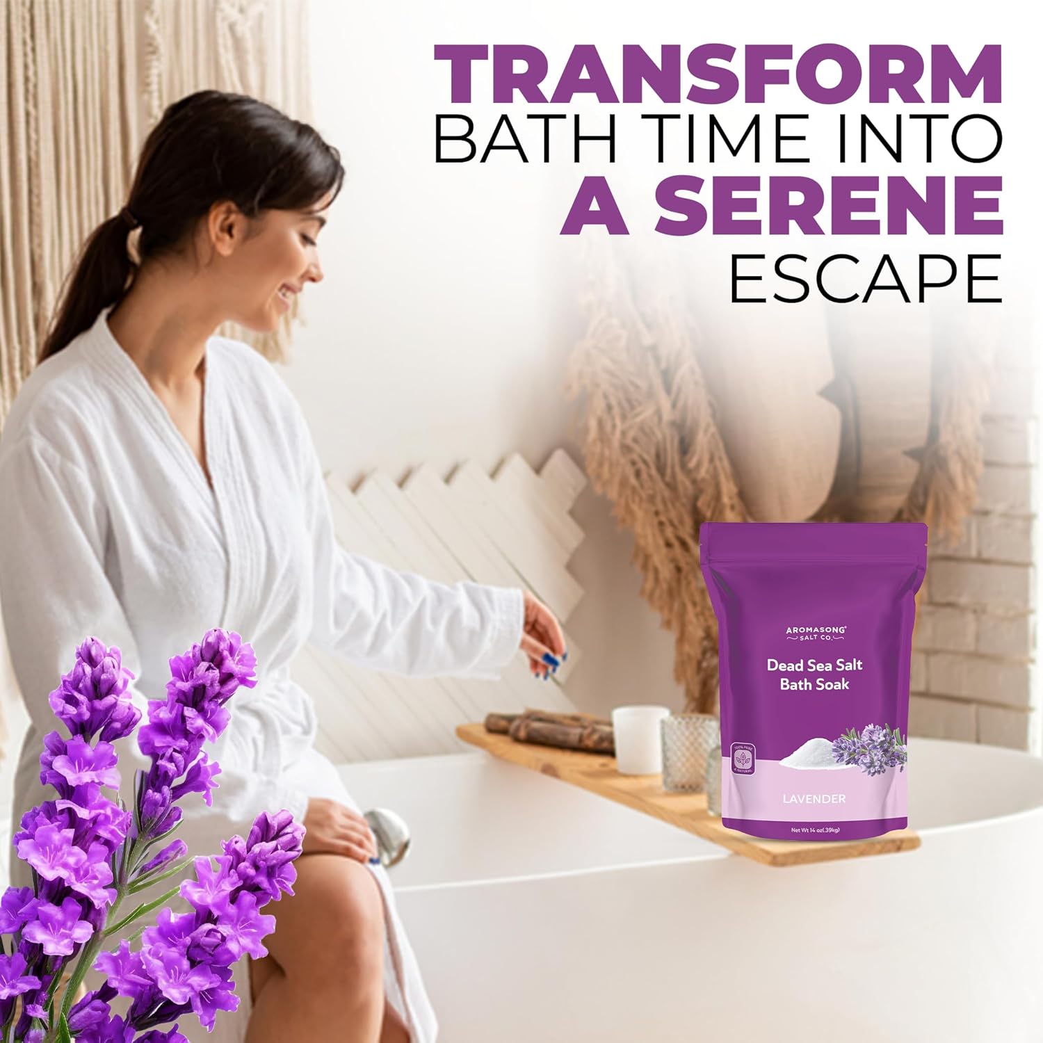 Dead Sea Bath Salt with Lavender Scent 14 Oz