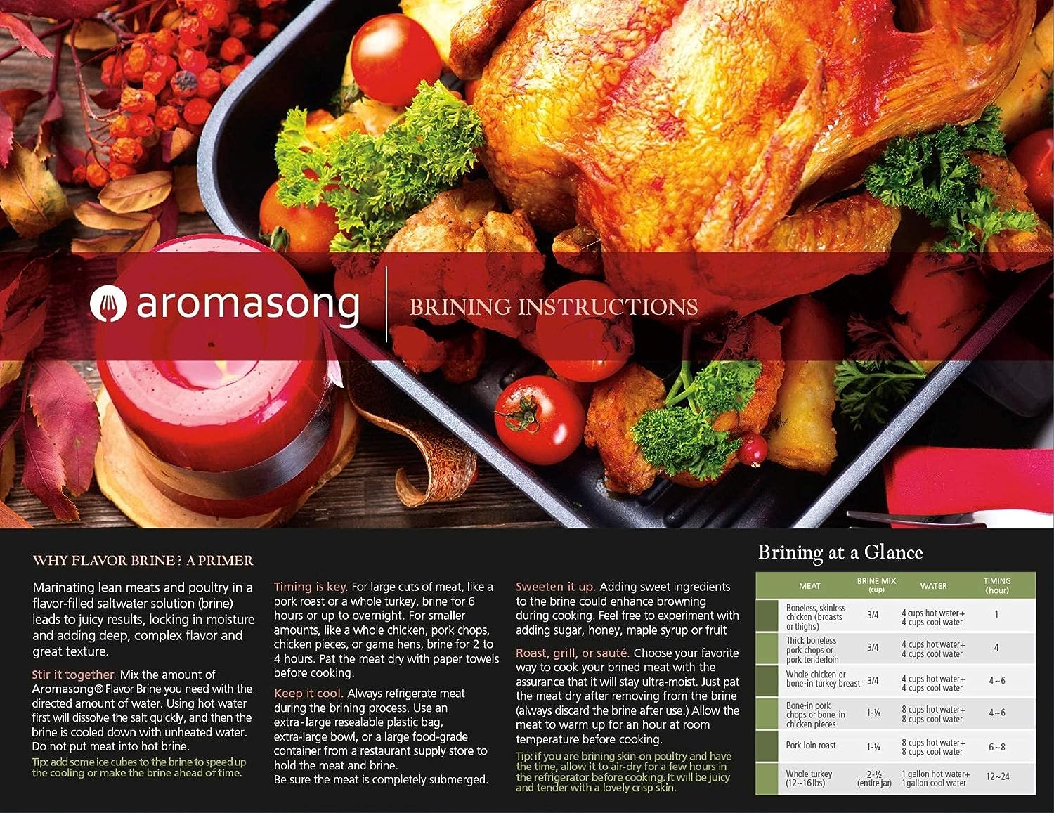 Aromasong Turkey Brine, Hot & Spicy, For Wet & Dry Brining, 1 Lb. 100% Natural, Gourmet Sea Salt Poultry Seasoning, for Roasting, Grill (1 LB)