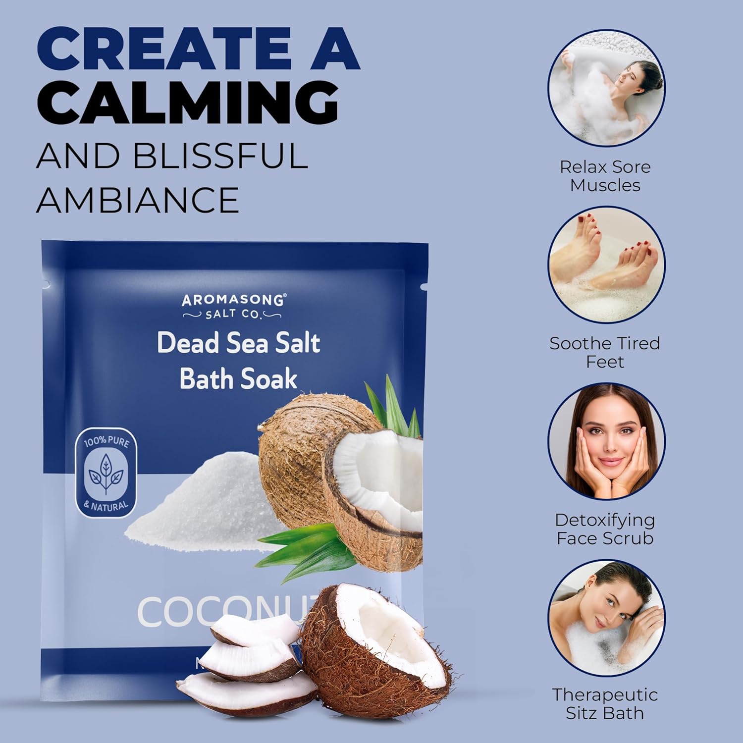 Dead Sea Bath Salt with Coconut Scent 2.5 Oz