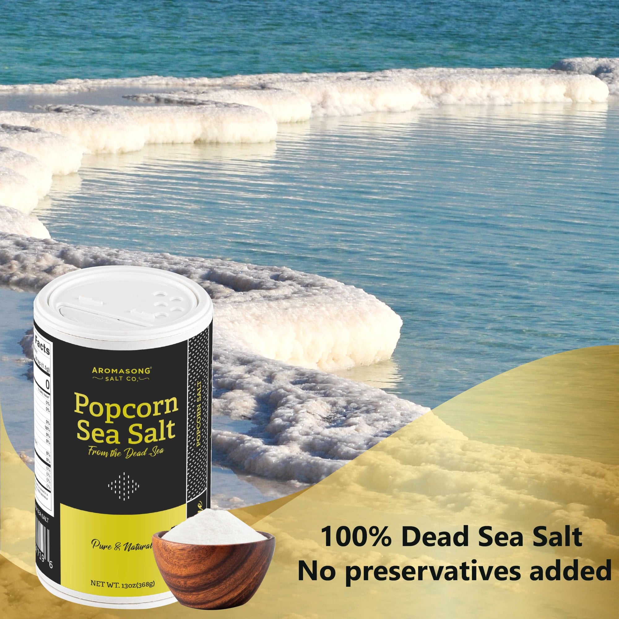 Aromasong Popcorn 13 OZ. Salt Shaker, 100% Natural Extra Fine Sea Salt -