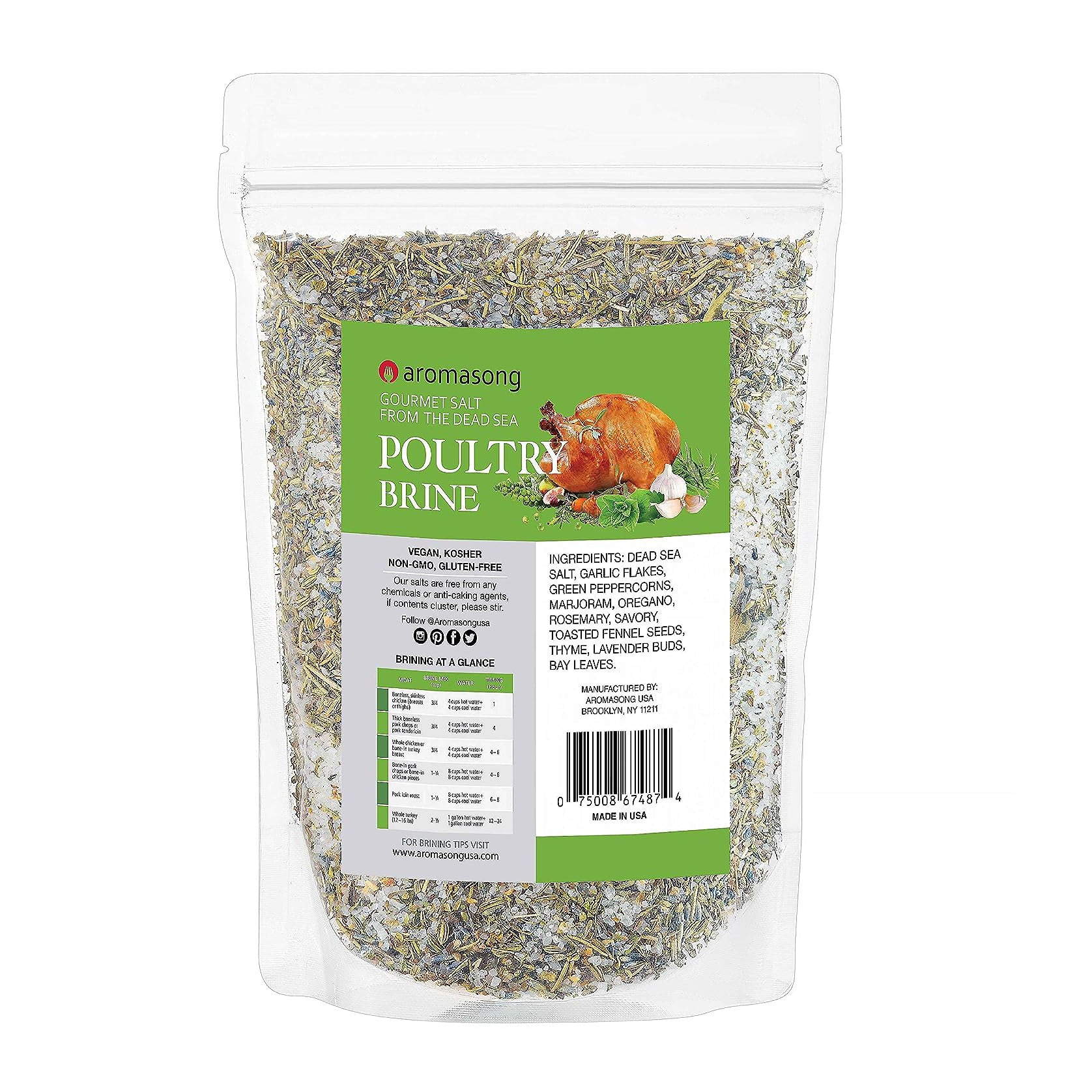 Aromasong Turkey Brine - 100% Natural - 2 LB - For Wet & Dry Brining. (Herbs De Provence seasoning) for Whole, Smoked, Oven-Roasted or Fried Turkey
