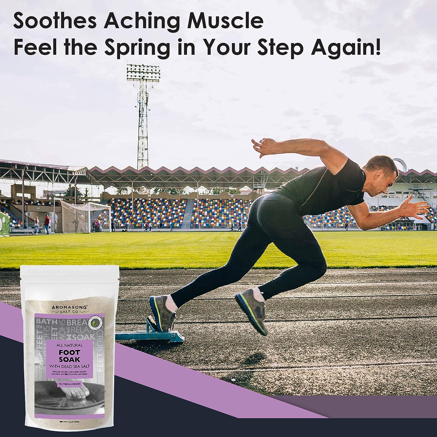 Aromasong Tea Tree Oil Foot Soak with Raw Dead Sea Salt and 100% Natural Ingredients, 2.4 LB