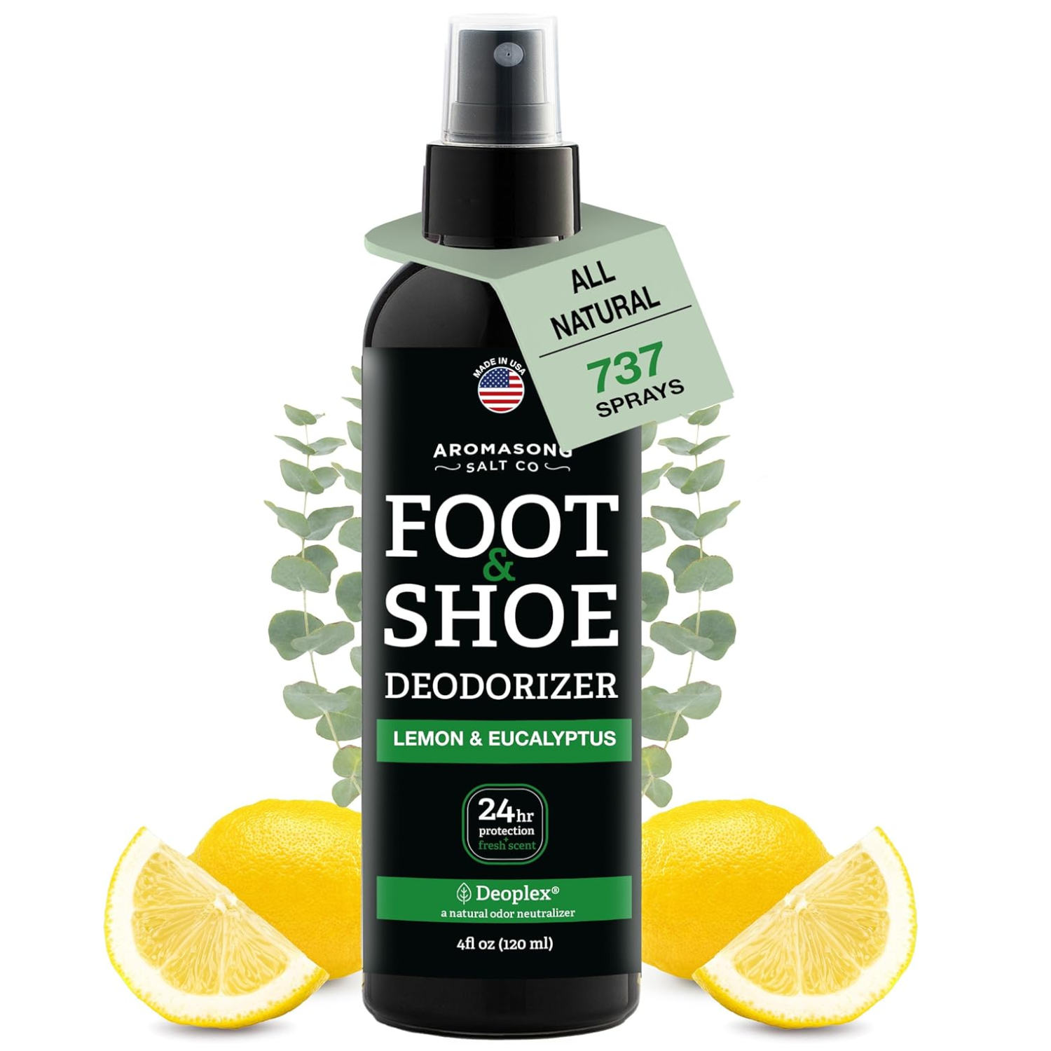 Aromasong Natural Shoe Deodorizer and Foot Spray - 24-Hour Freshness Foot Odor Eliminator for Feet