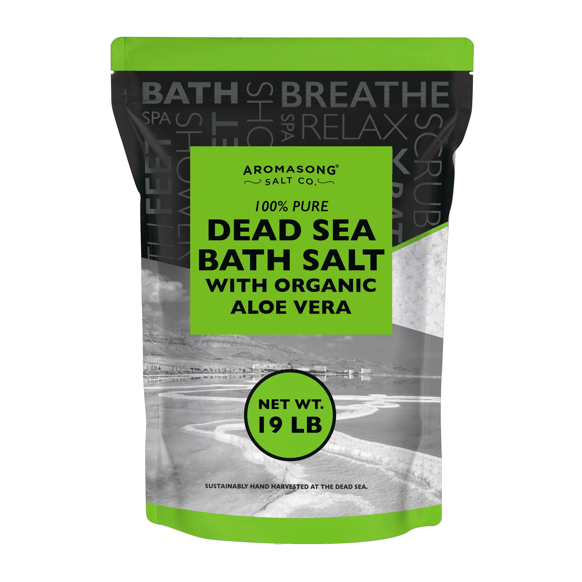 Fine Grain Dead Sea Bath Salt with Organics Aloe Vera - 19 lbs