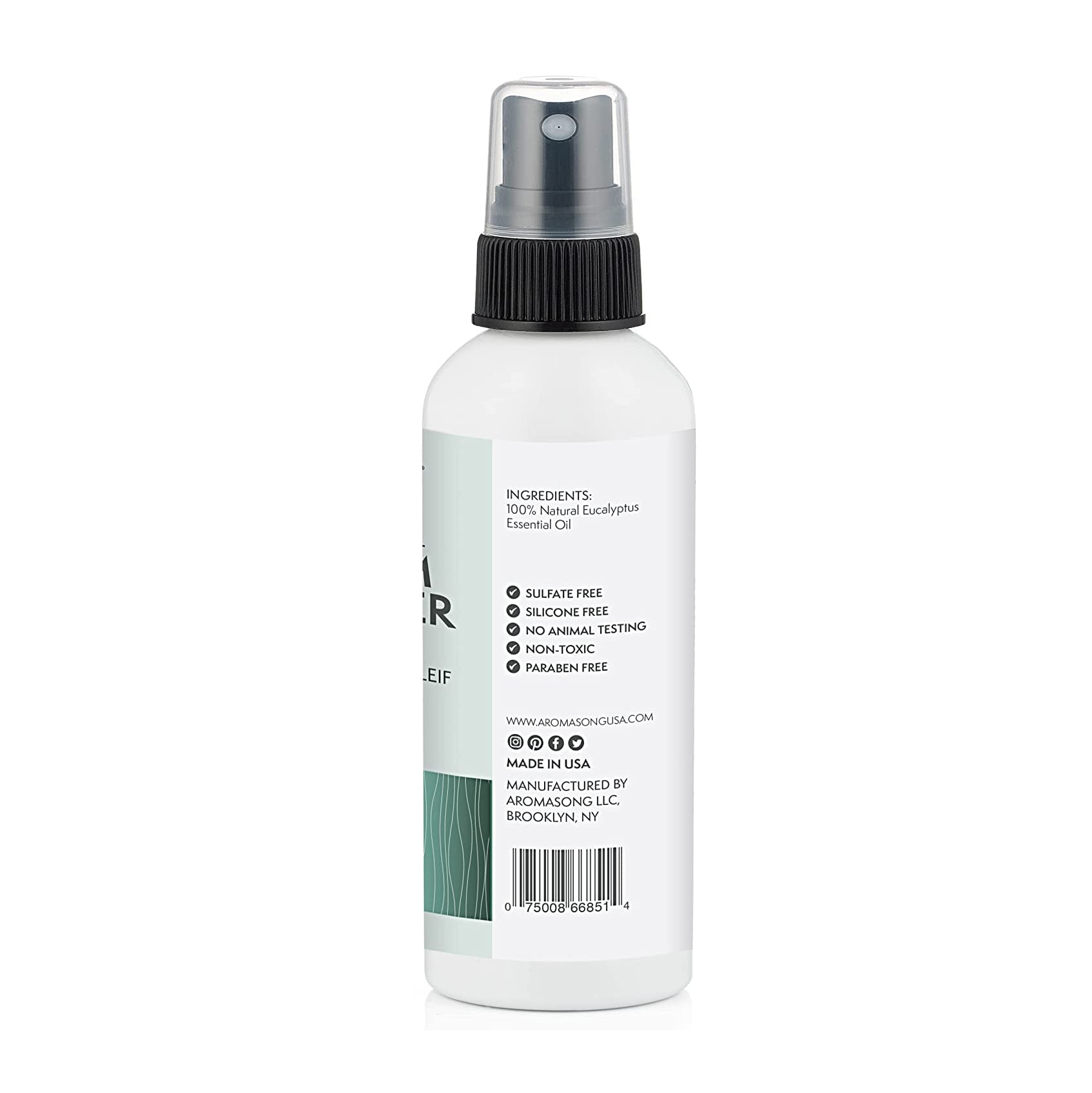 Aromasong Eucalyptus Shower Spray - 100% Pure Eucalyptus Oil - Natural Essential Oil Mist for Relaxing Aromatherapy Infusion Vapor for Hot Tub, Spa