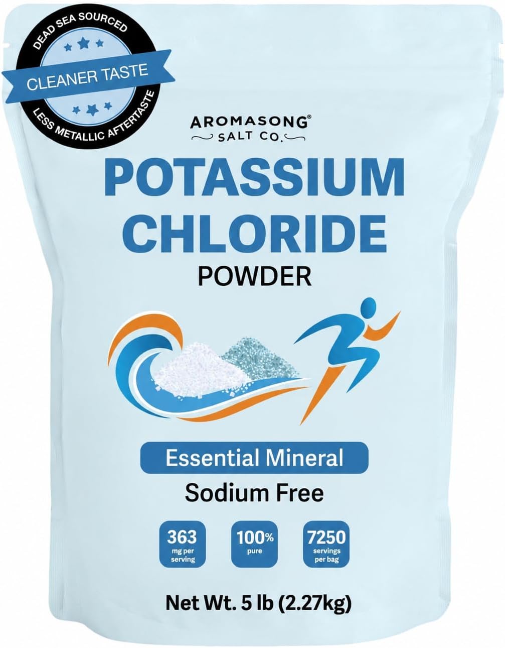 Aromasong Potassium Chloride Powder – Natural Low Sodium Salt Substitute & Essential Hydration Electrolyte Supplement