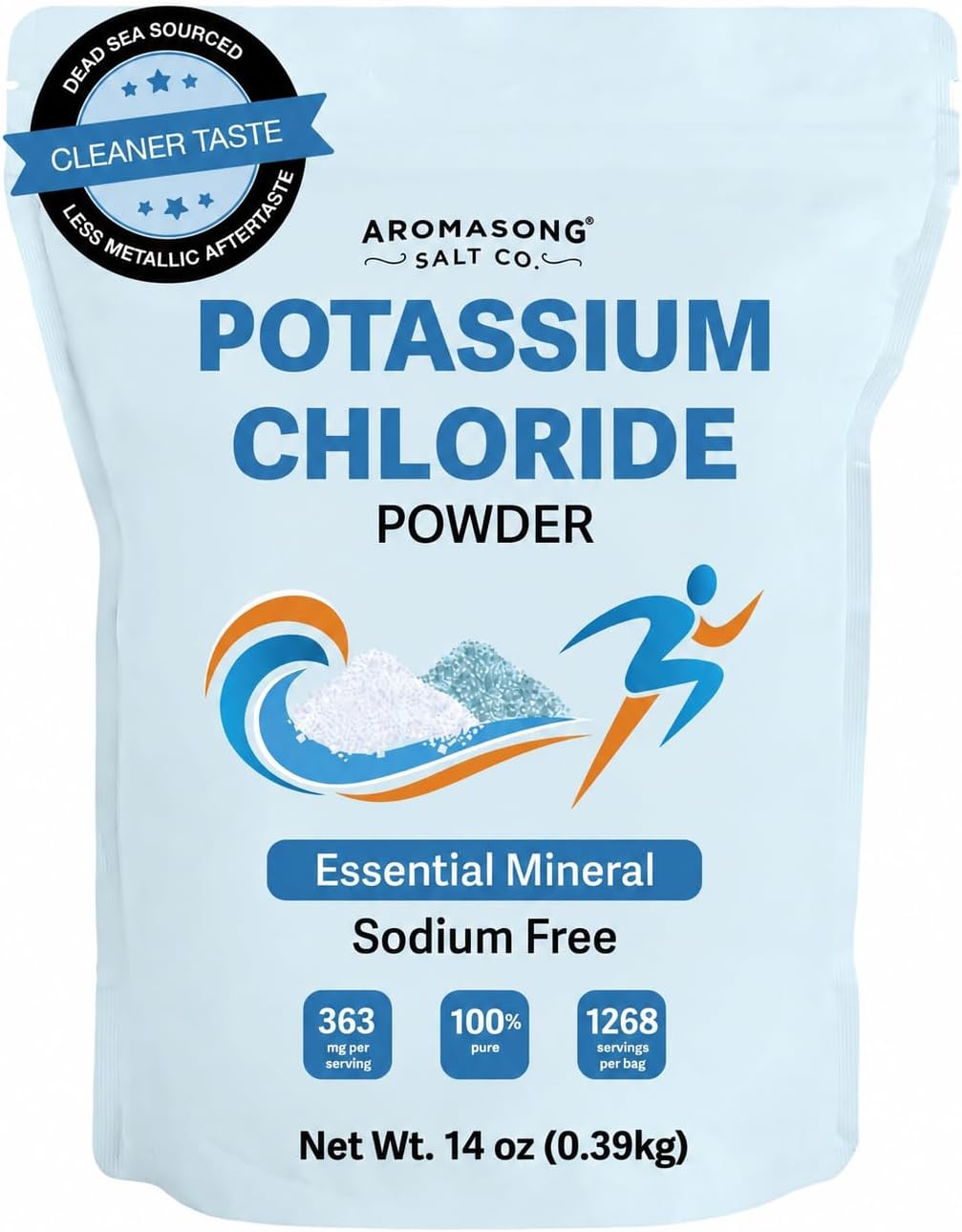 Aromasong Potassium Chloride Powder – Natural Low Sodium Salt Substitute & Essential Hydration Electrolyte Supplement