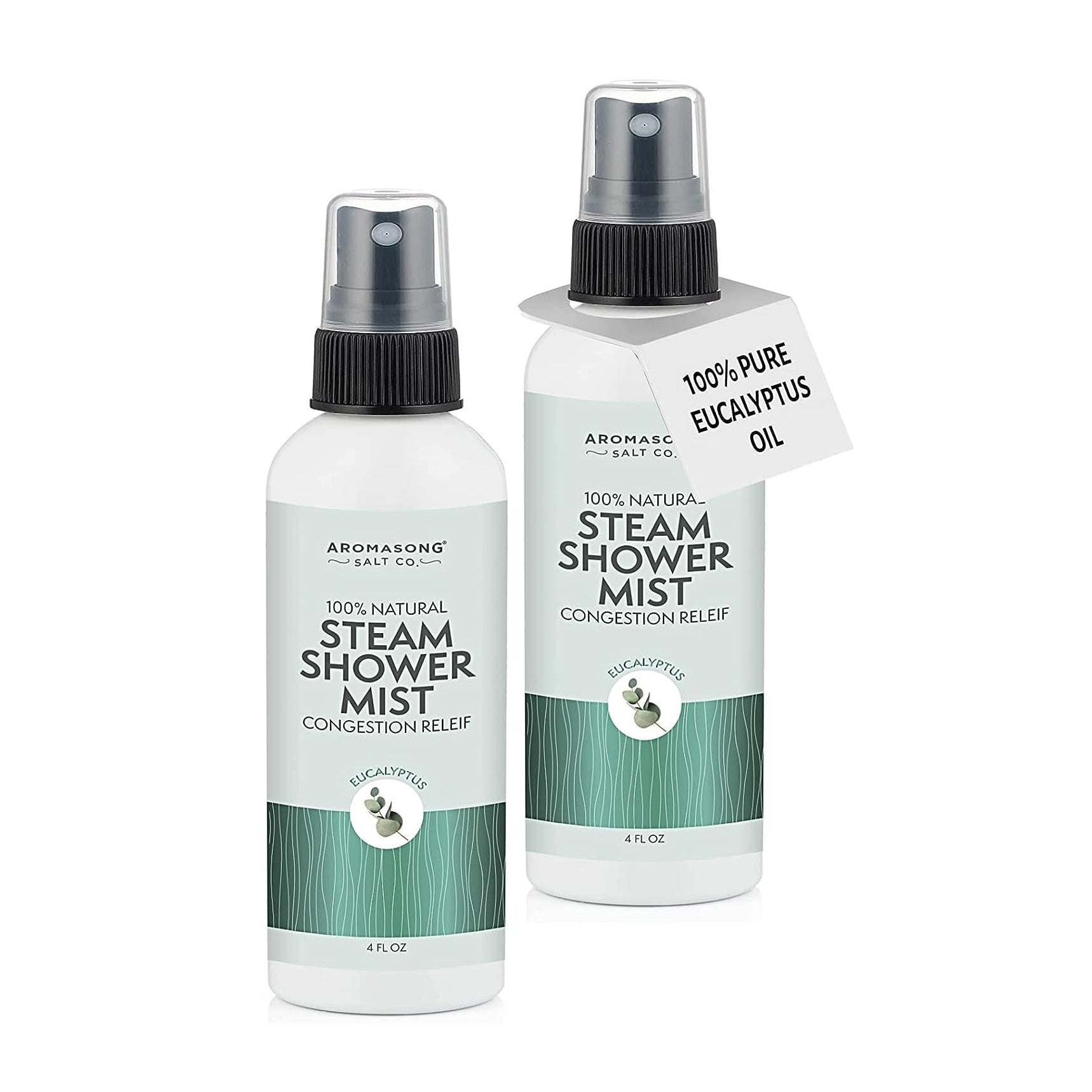 Aromasong Eucalyptus Shower Spray 2-Pack - 100% Pure Eucalyptus Oil - Natural Essential Oil Mist for Relaxing Aromatherapy Infusion Vapor for