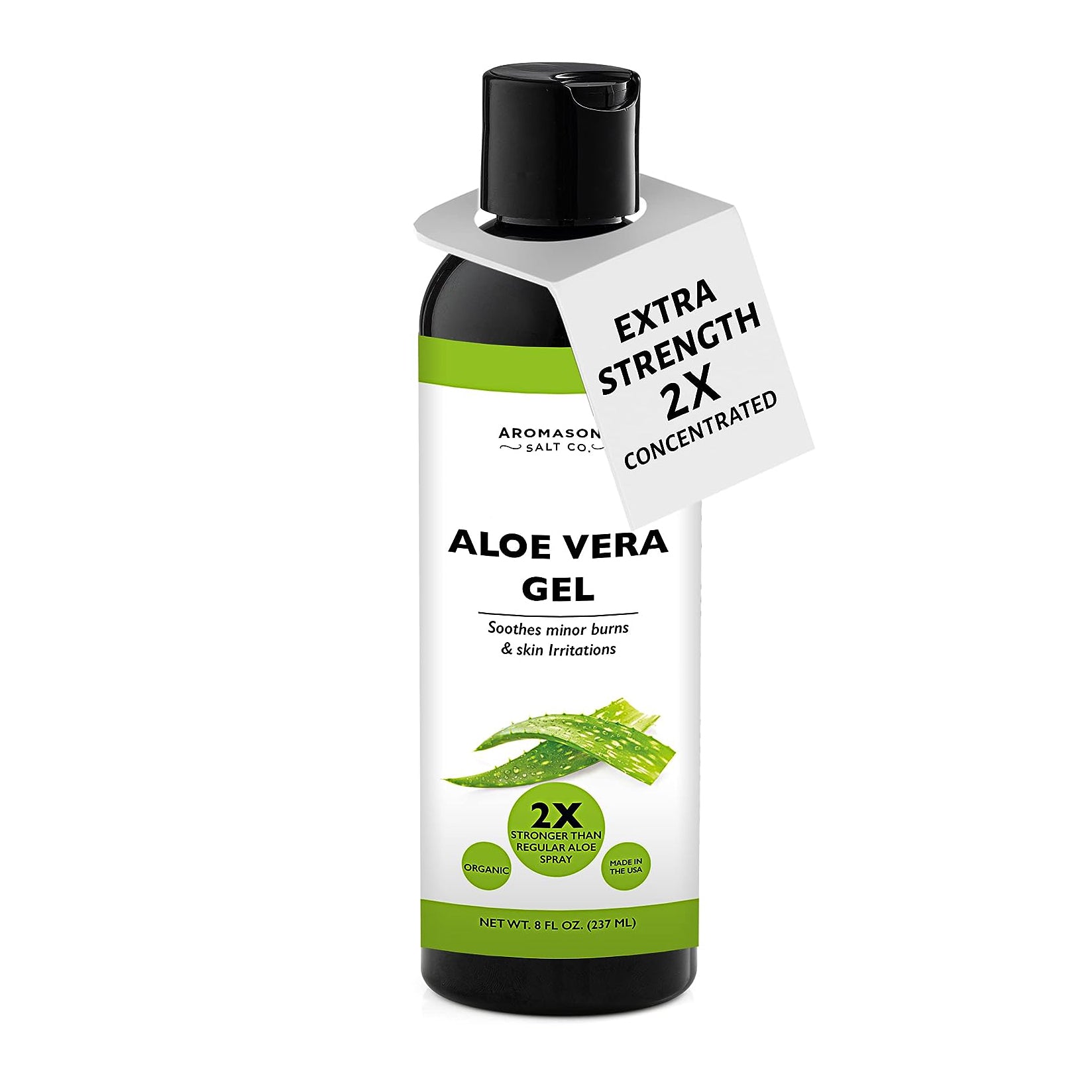 Aromasong Extra Strength Organic Aloe Vera Gel - 2X More Concentrated Aloevera Gel for Face, Skin, Hair and Sunburn Relief