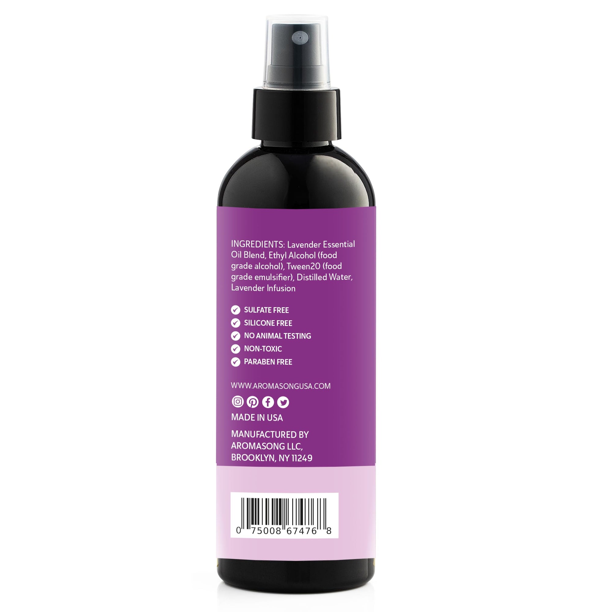 Aromasong 100% Natural Lavender Spray 4 Fl Oz. 2-PACK