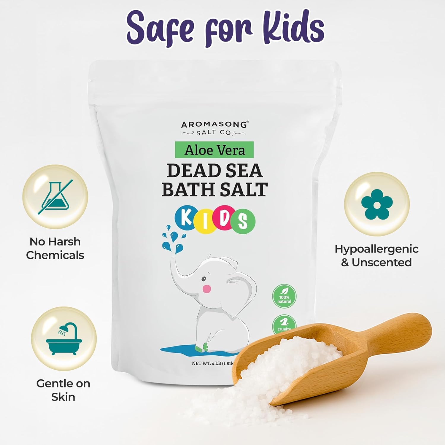 Aromasong Dead Sea Salt Kids Bath Soak with Aloe Vera 4 Lbs
