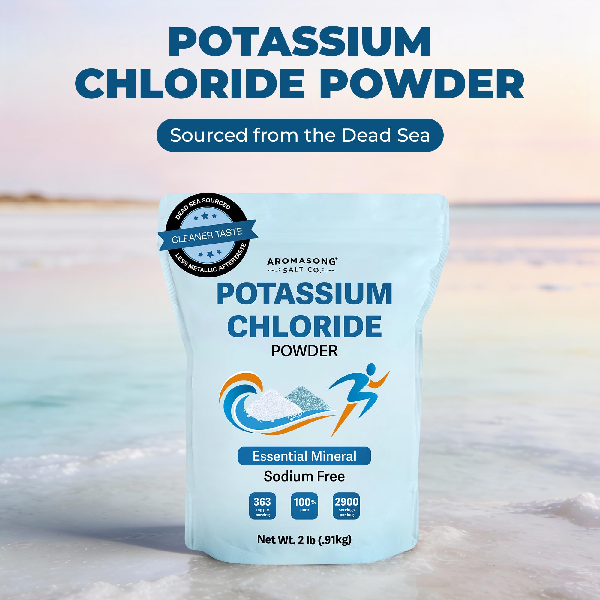 Aromasong Potassium Chloride Powder – Natural Low Sodium Salt Substitute & Essential Hydration Electrolyte Supplement