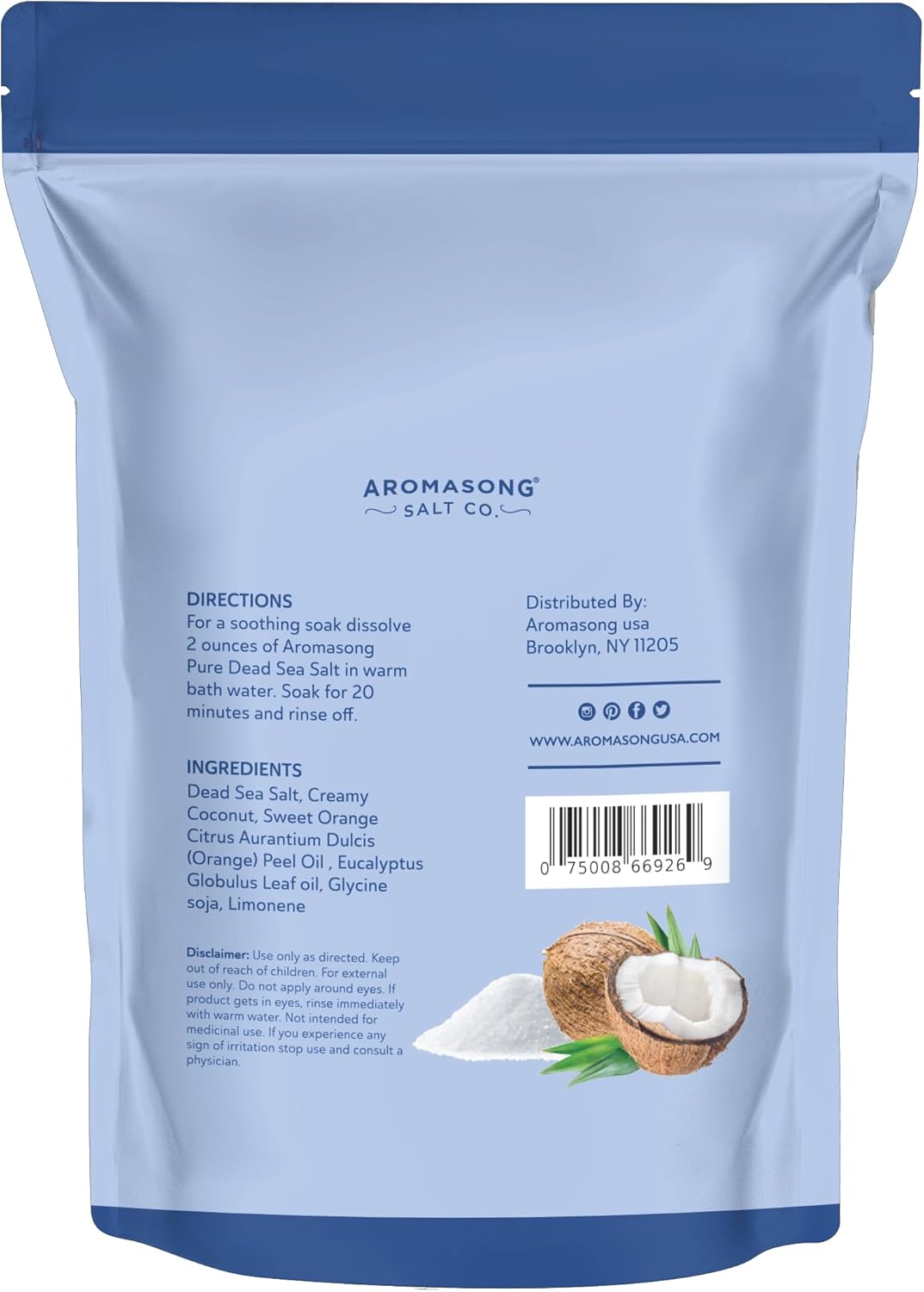 Aromasong Dead Sea Bath Salt with Coconut Scent