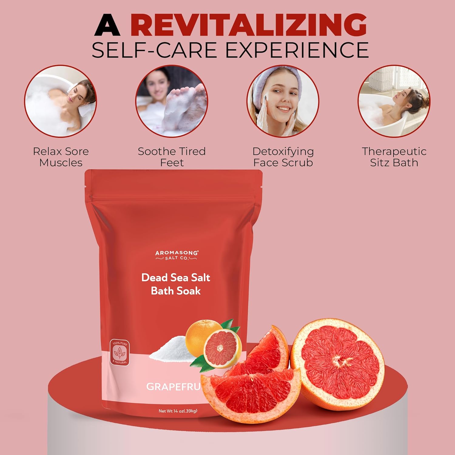 Dead Sea Bath Salt with Grapefruit Scent 14 Oz