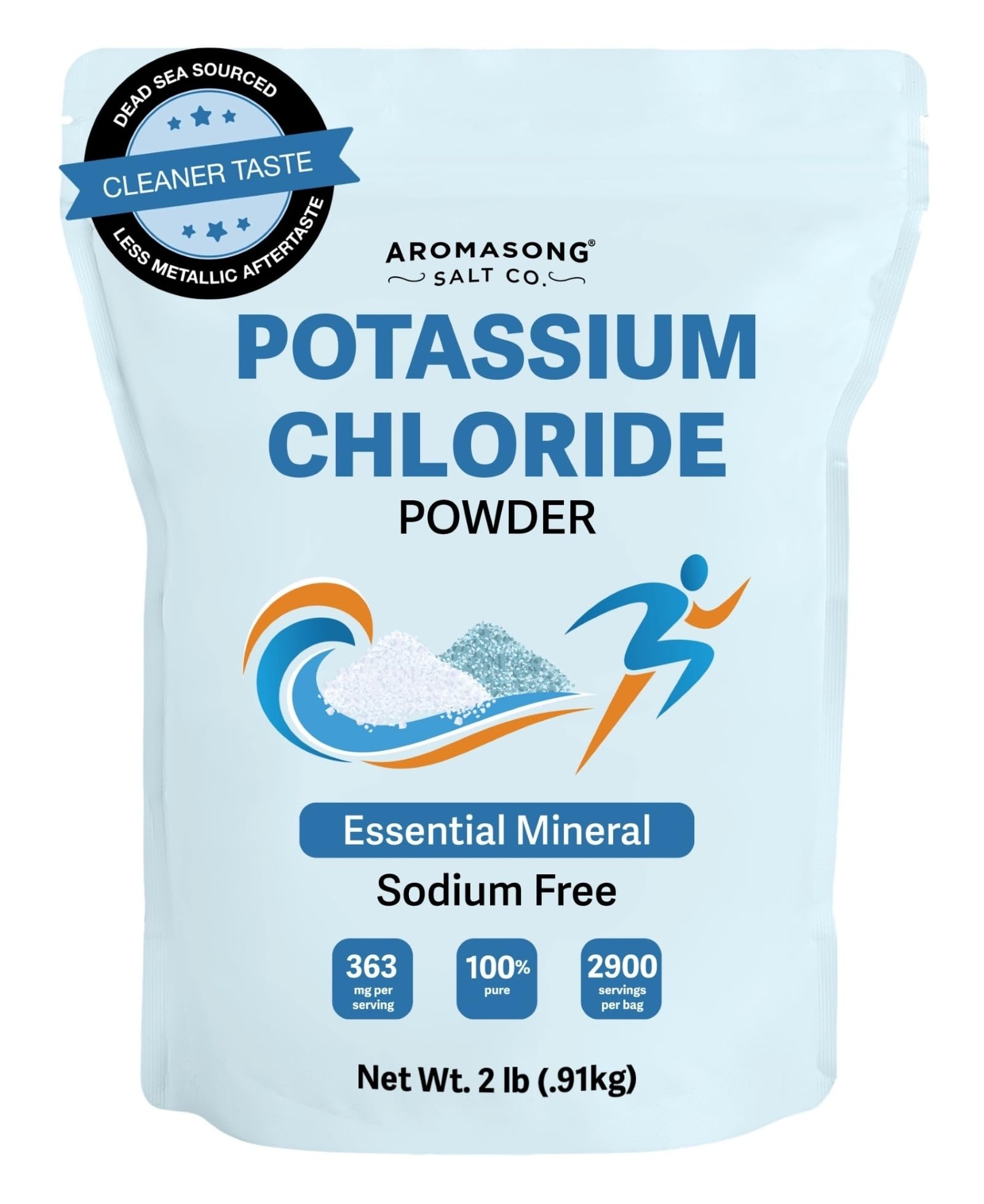 Aromasong Potassium Chloride Powder – Natural Low Sodium Salt Substitute & Essential Hydration Electrolyte Supplement