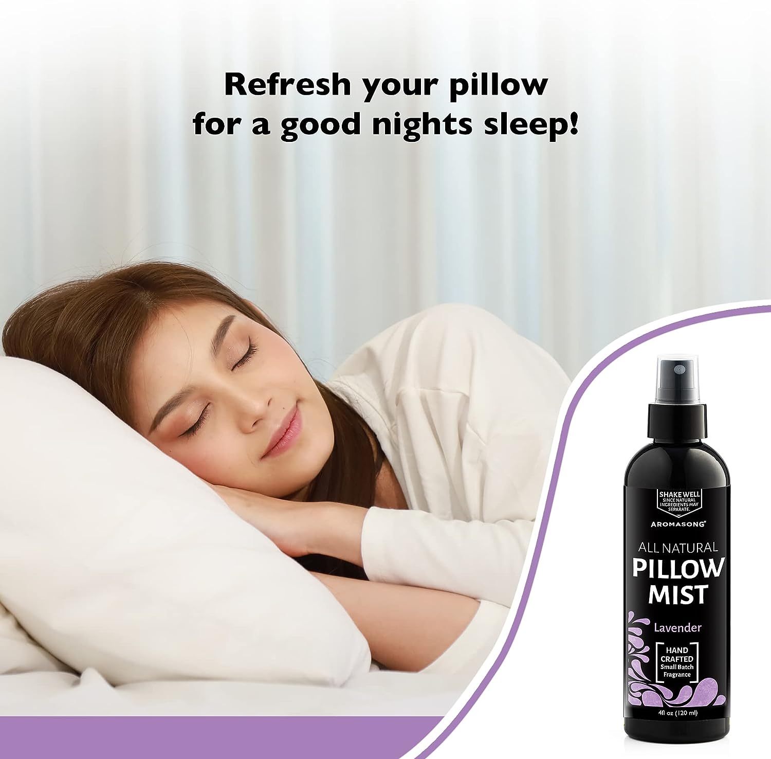 Aromasong All Natural Pillow Spray for Deep Sleep- Holiday Gift Pack of Lavender, Ocean Mist, and Eucalyptus Included