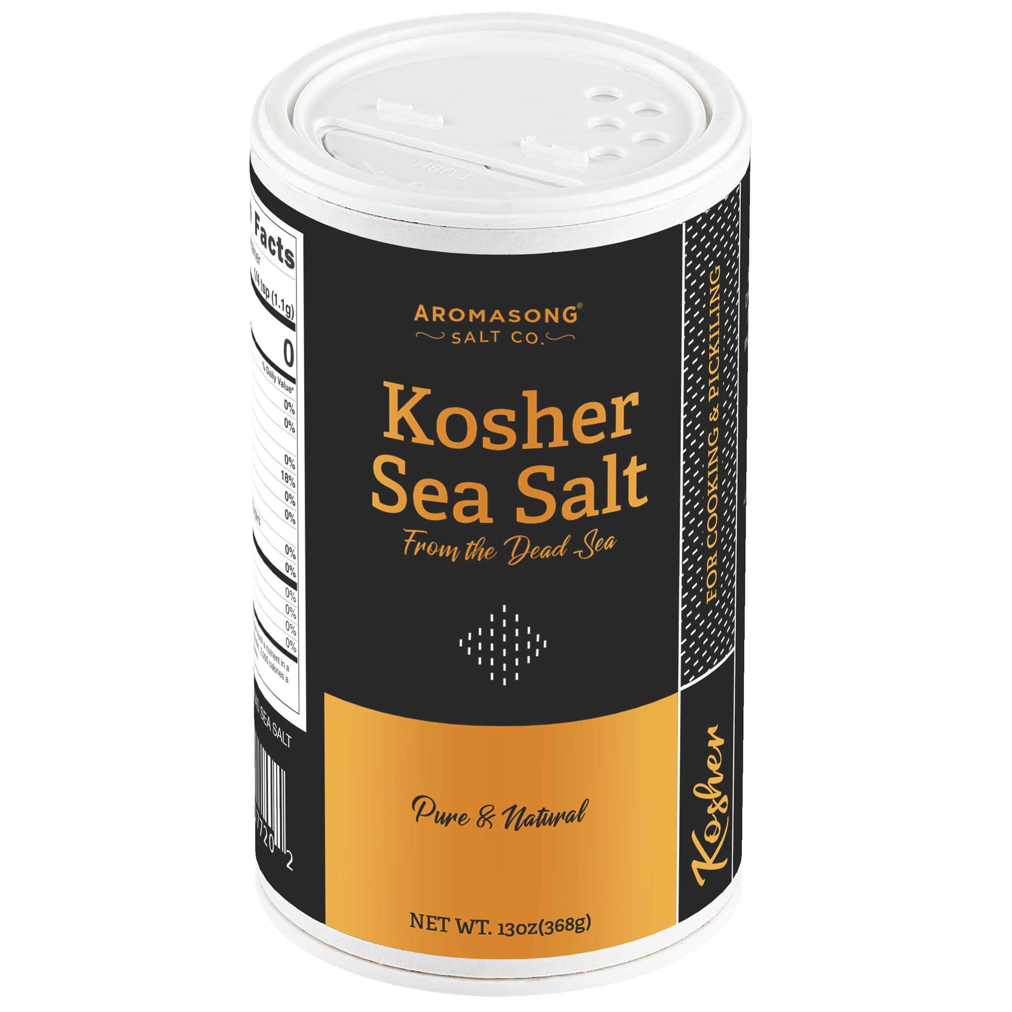 Aromasong 100% Natural Sea Salt, Kosher Salt Grain, 13 OZ. Salt Shaker, All Natural, Unrefined, Gluten Free