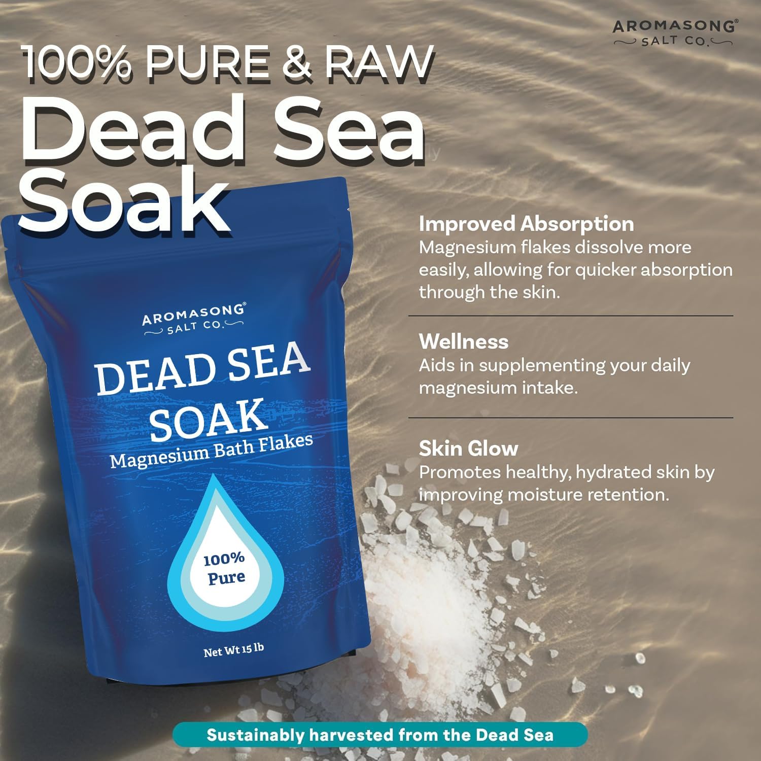 Aromasong Magnesium Flakes, Dead Sea Bath & Foot Soak - 15lb