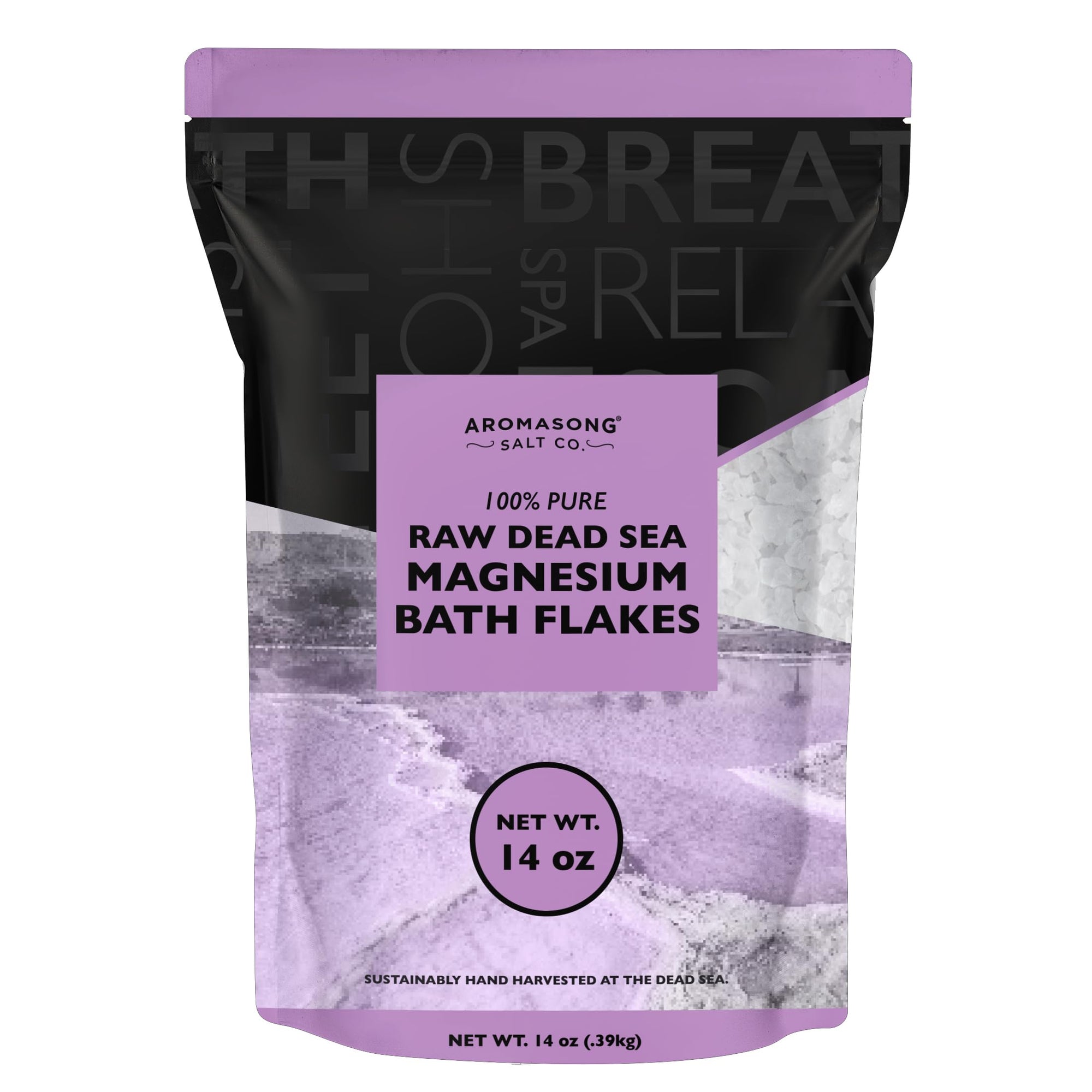 Raw Dead Sea Magnesium Flakes Lavender 14 Oz