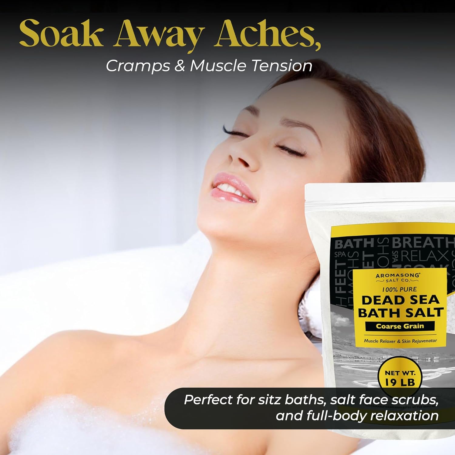 Aromasong Dead Sea Salt for Soaking – Coarse Grain – 19 lb