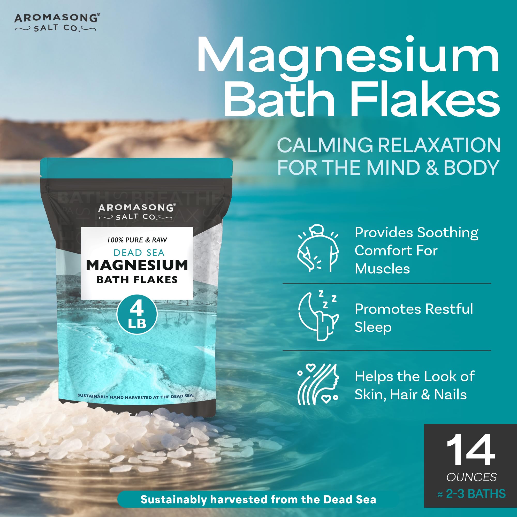 Aromasong Magnesium Flakes for Bath from The Dead Sea- 4 LB