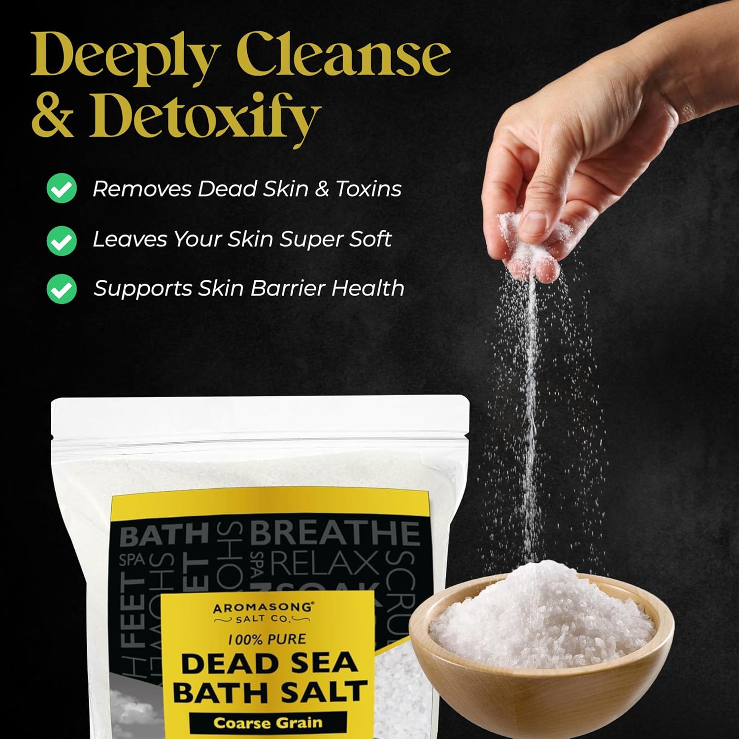 Aromasong Dead Sea Salt for Soaking – Coarse Grain – 19 lb